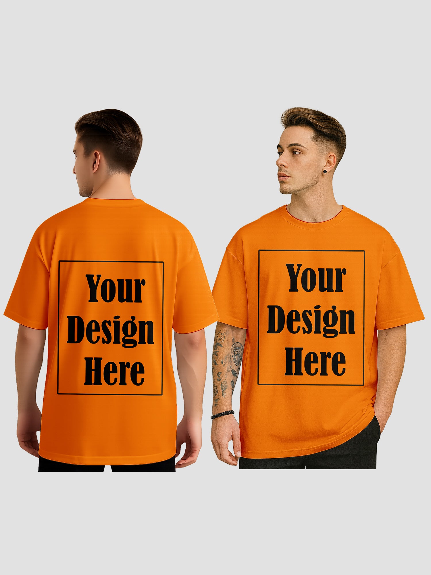 Men Personalized Oversized T Shirt Custom Front Back Print Tee