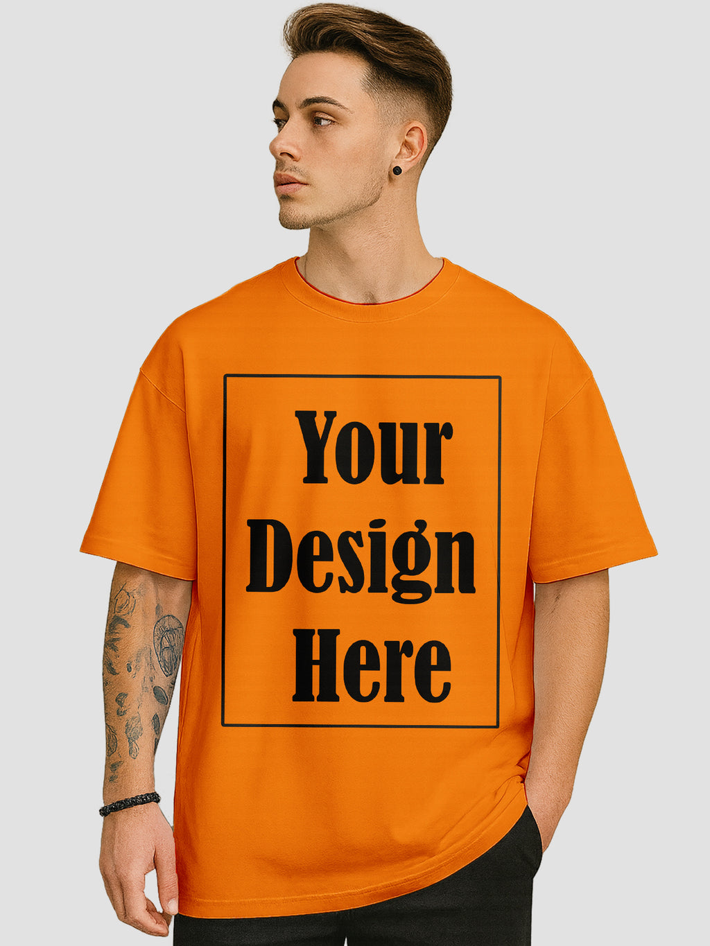 Men Personalized Oversized T Shirt Custom Front Back Print Tee