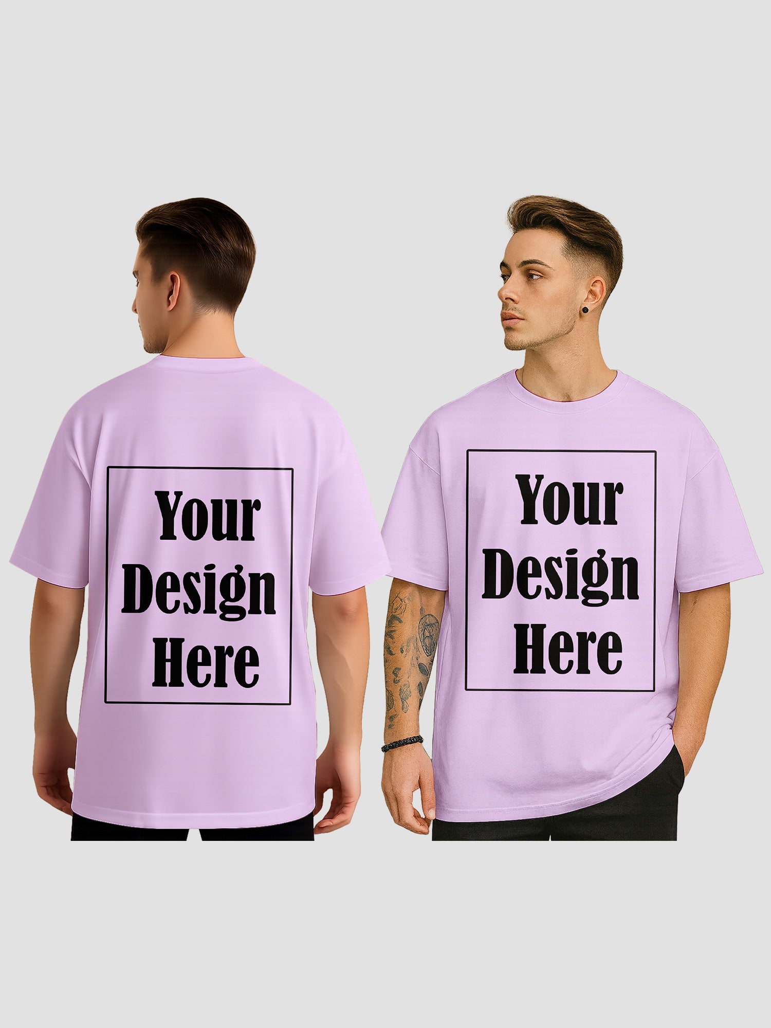 Men Personalized Oversized T Shirt Custom Front Back Print Tee