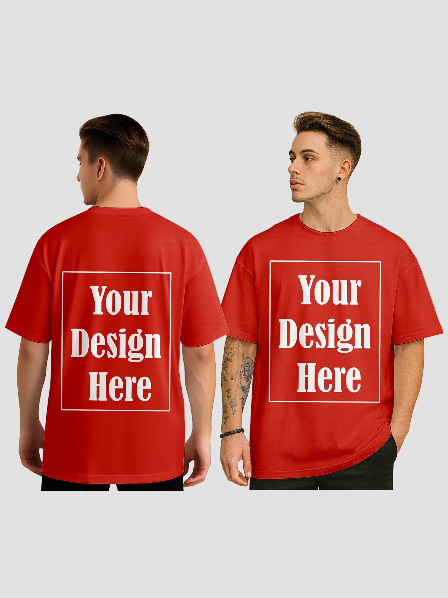 Men Personalized Oversized T Shirt Custom Front Back Print Tee