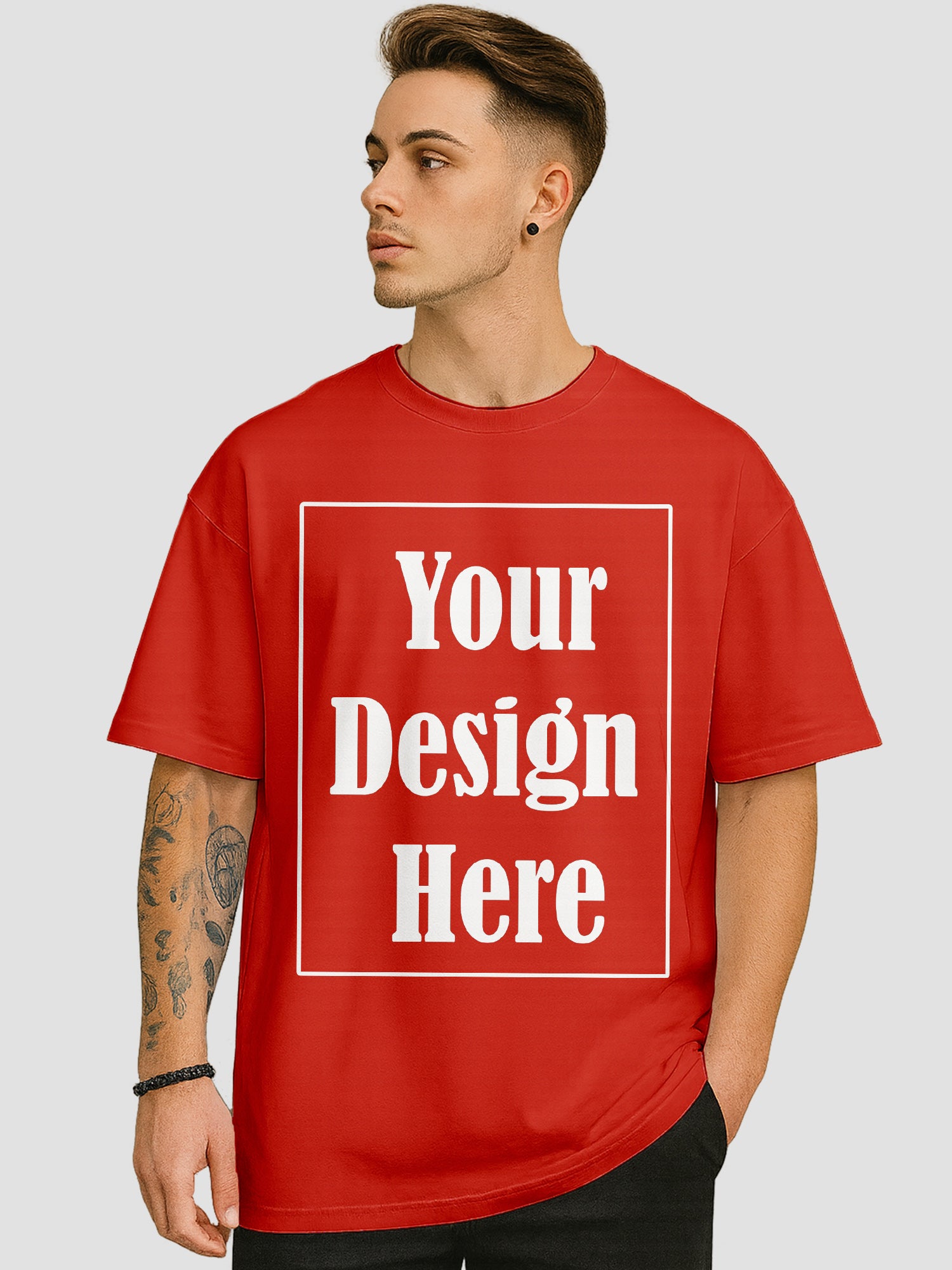 Men Personalized Oversized T Shirt Custom Front Back Print Tee