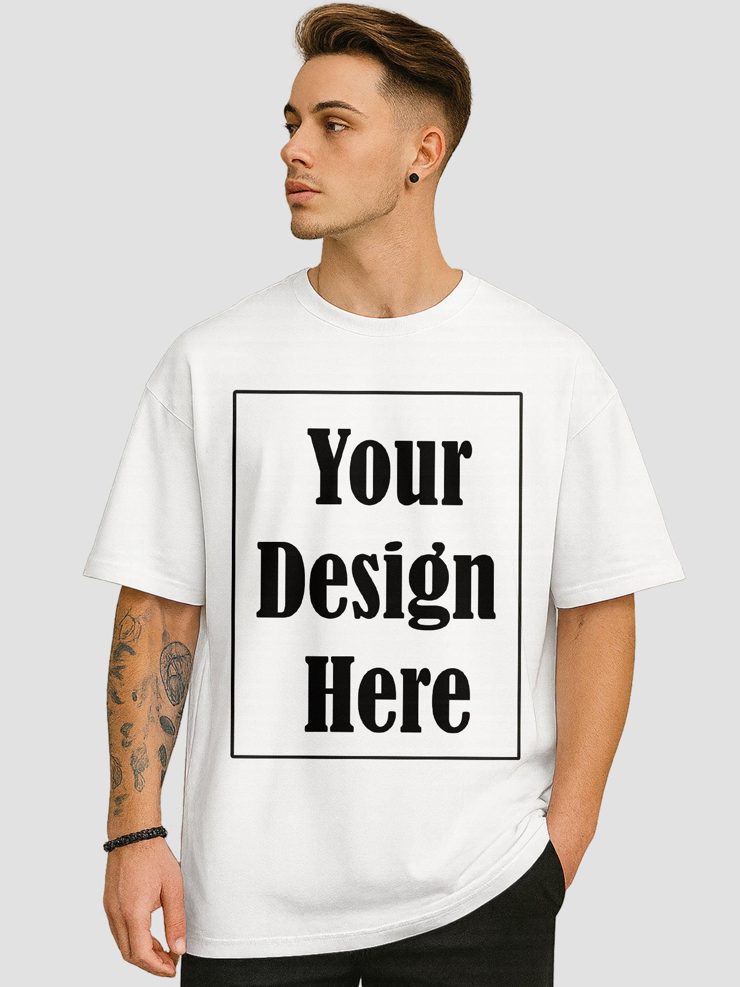 Men Personalized Oversized T Shirt Custom Front Back Print Tee