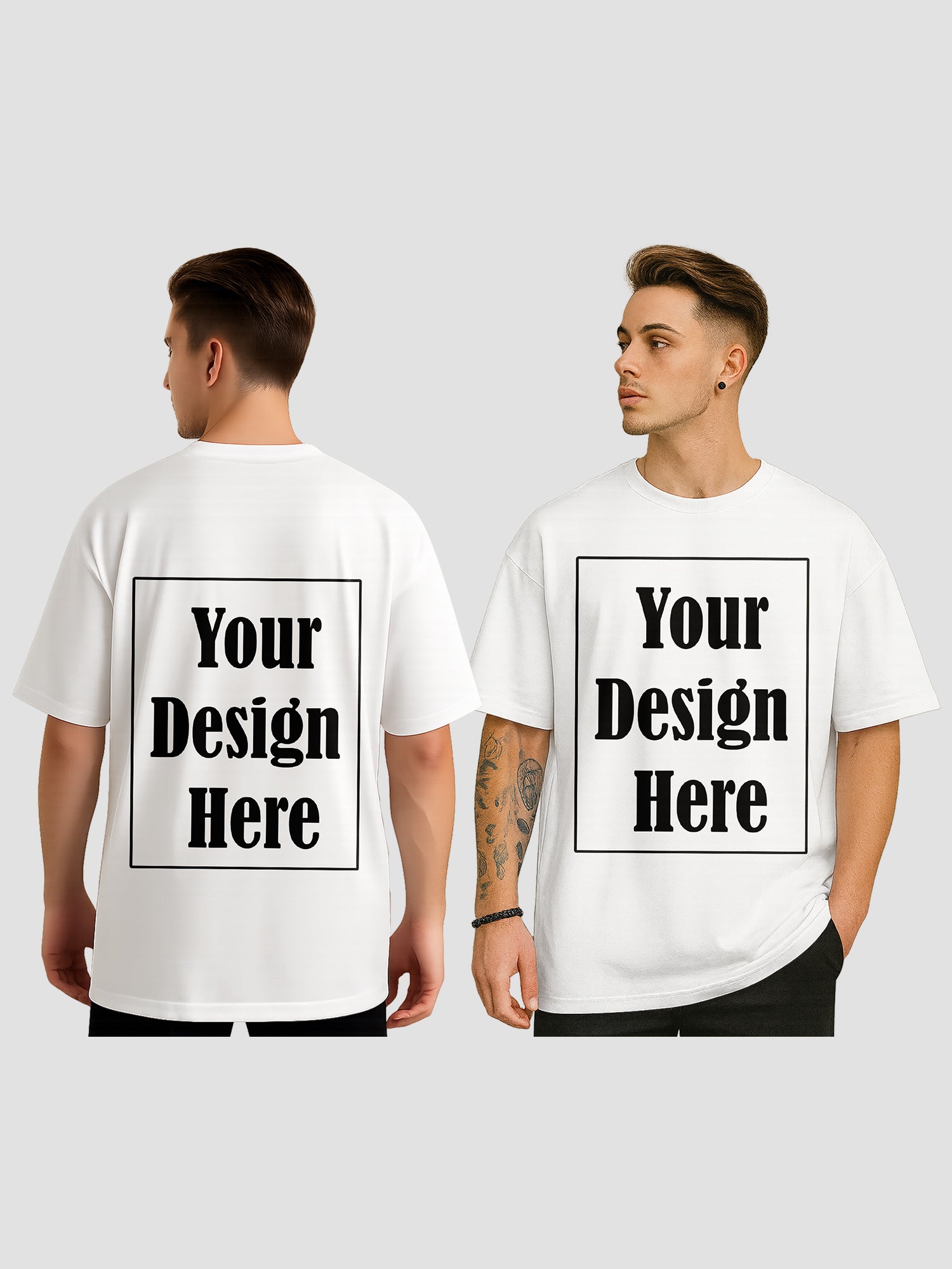 Men Personalized Oversized T Shirt Custom Front Back Print Tee
