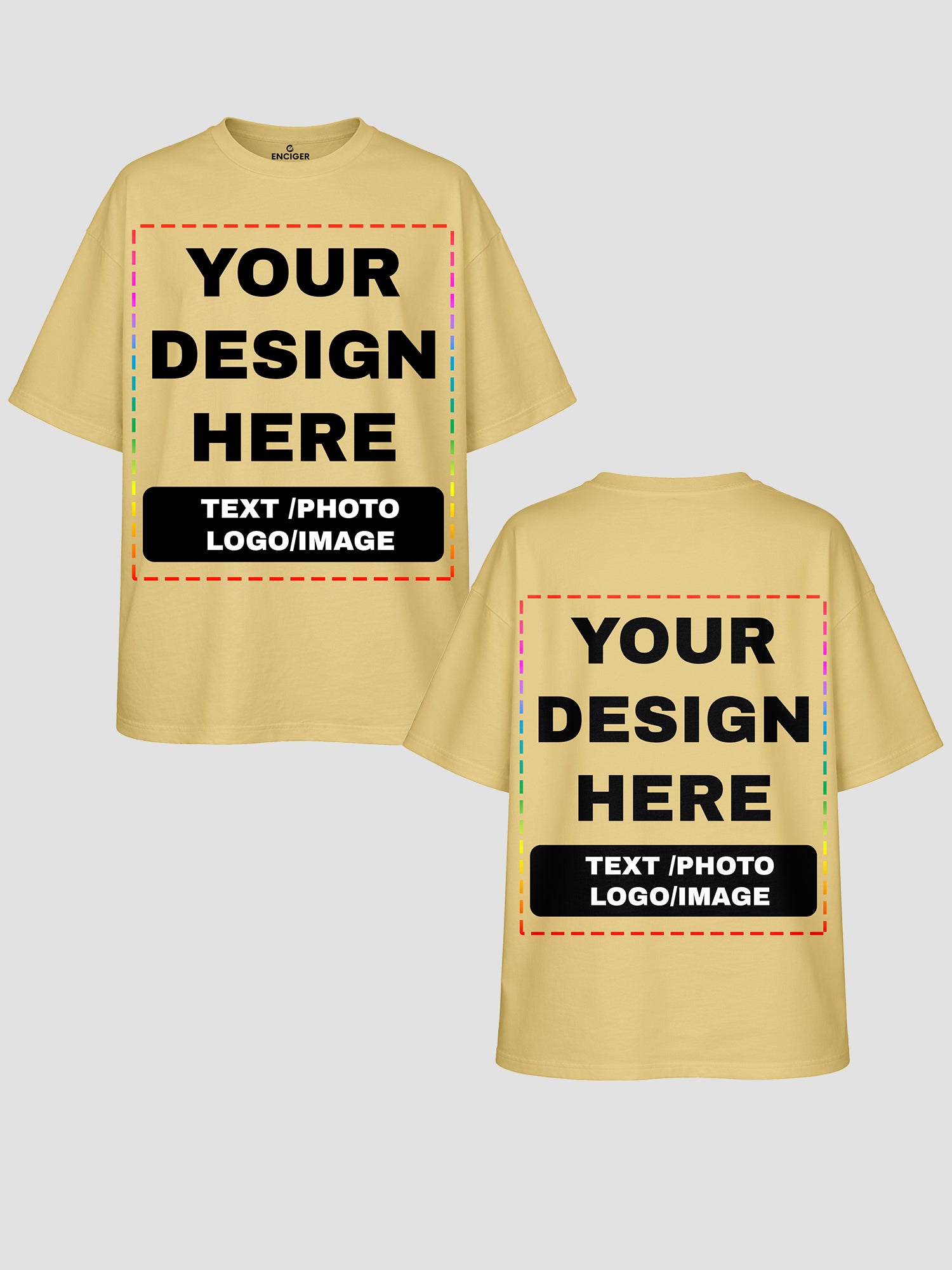 Men Oversized Custom T Shirt Front Back Print Cotton Drop Shoulder Tee