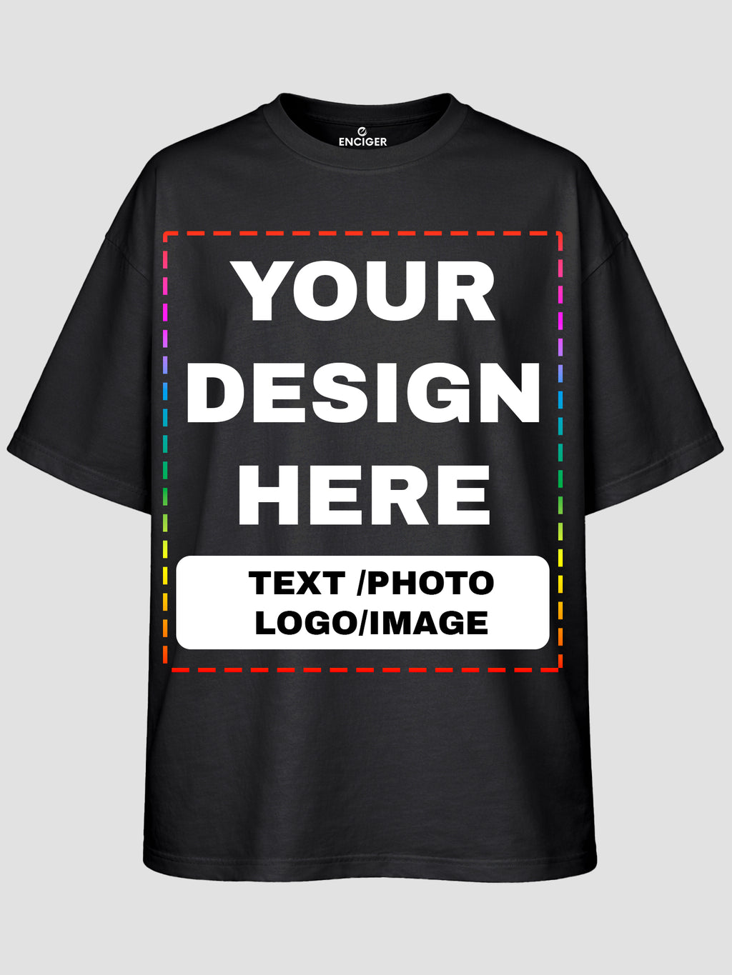 Men Oversized Custom T Shirt Front Back Print Cotton Drop Shoulder Tee