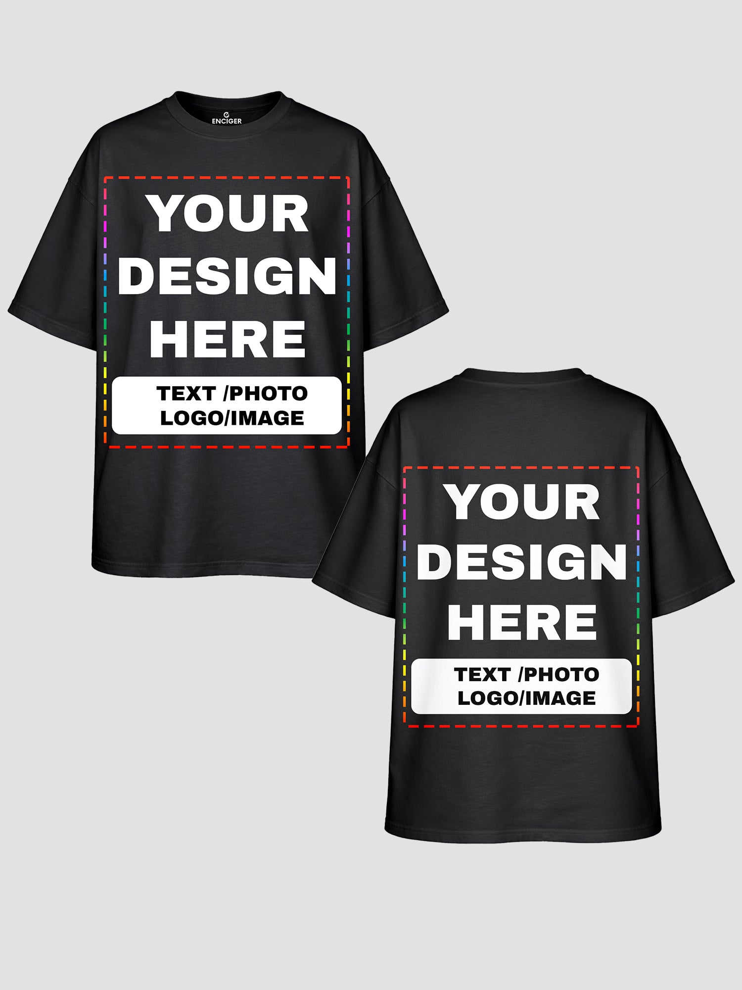 Men Oversized Custom T Shirt Front Back Print Cotton Drop Shoulder Tee