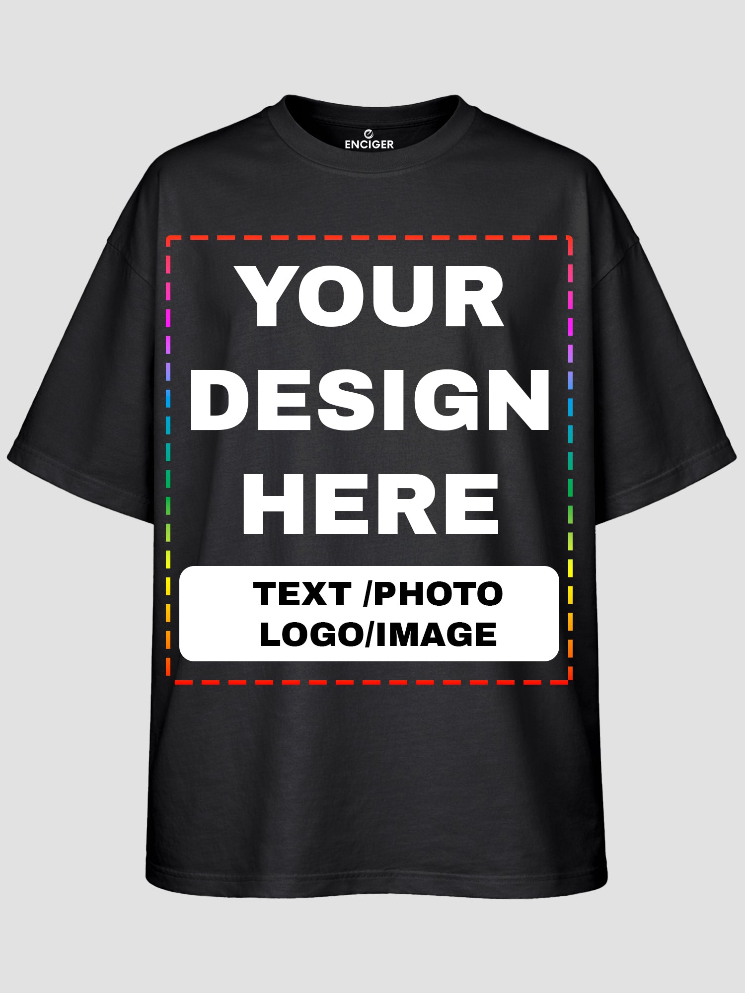 Men Oversized Custom T Shirt Front Back Print Cotton Drop Shoulder Tee