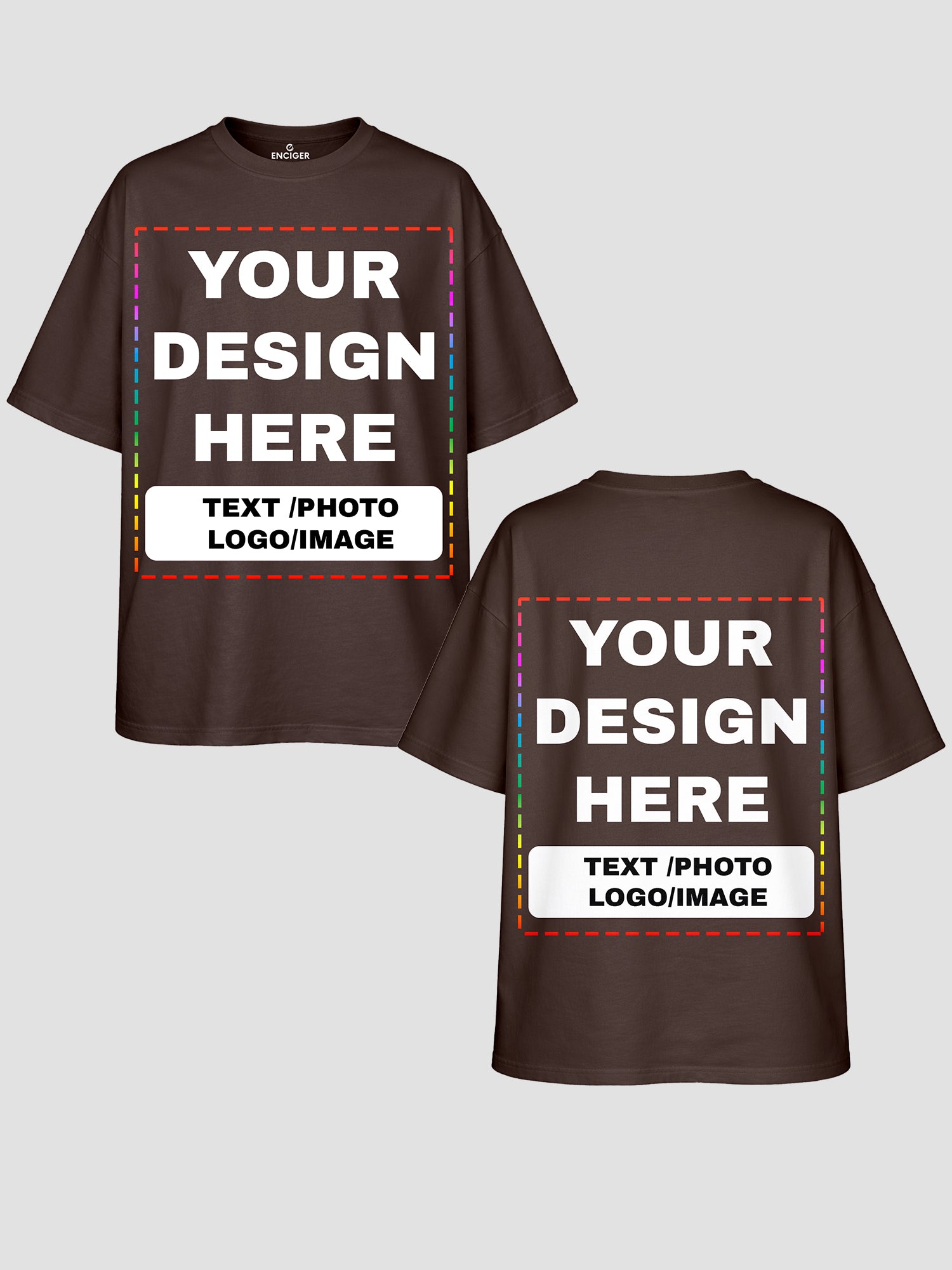 Men Oversized Custom T Shirt Front Back Print Cotton Drop Shoulder Tee