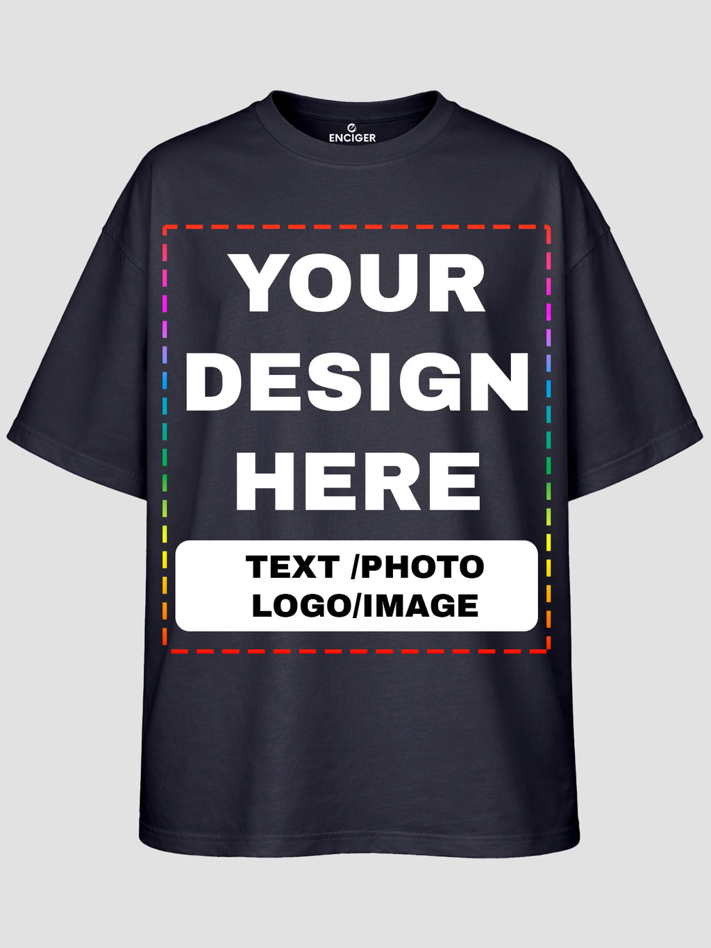 Men Oversized Custom T Shirt Front Back Print Cotton Drop Shoulder Tee