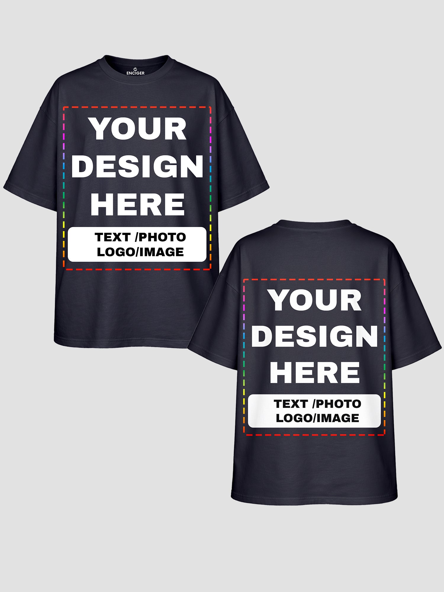 Men Oversized Custom T Shirt Front Back Print Cotton Drop Shoulder Tee