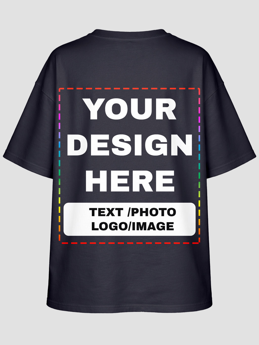 Men Oversized Custom T Shirt Front Back Print Cotton Drop Shoulder Tee