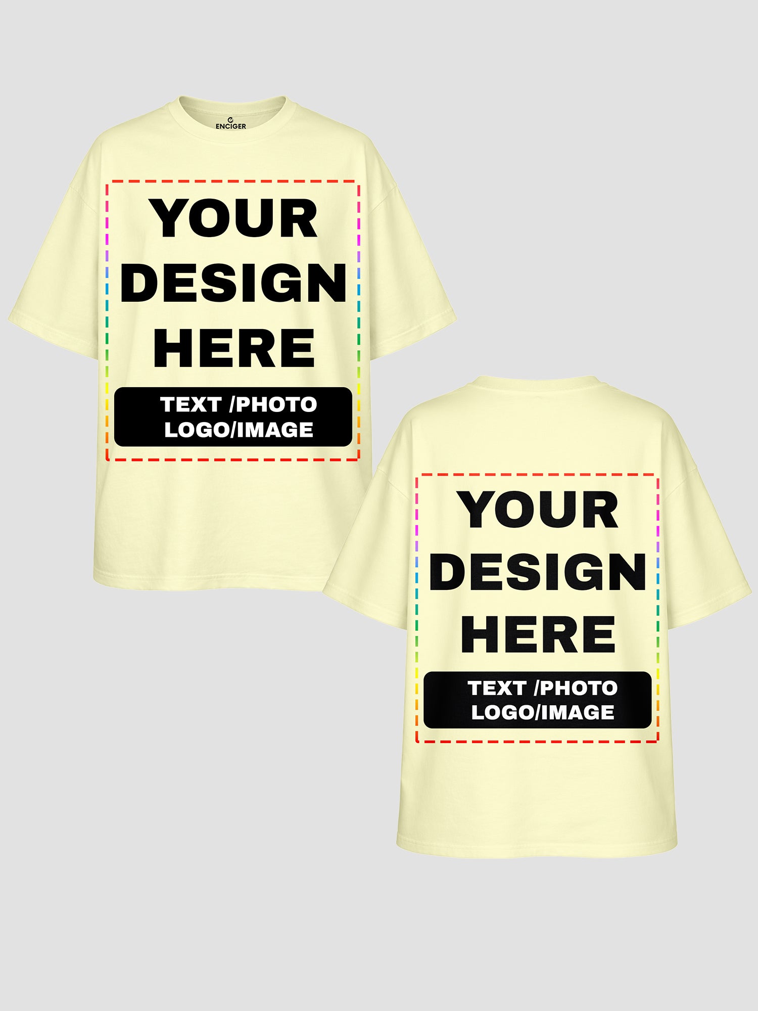 Men Oversized Custom T Shirt Front Back Print Cotton Drop Shoulder Tee