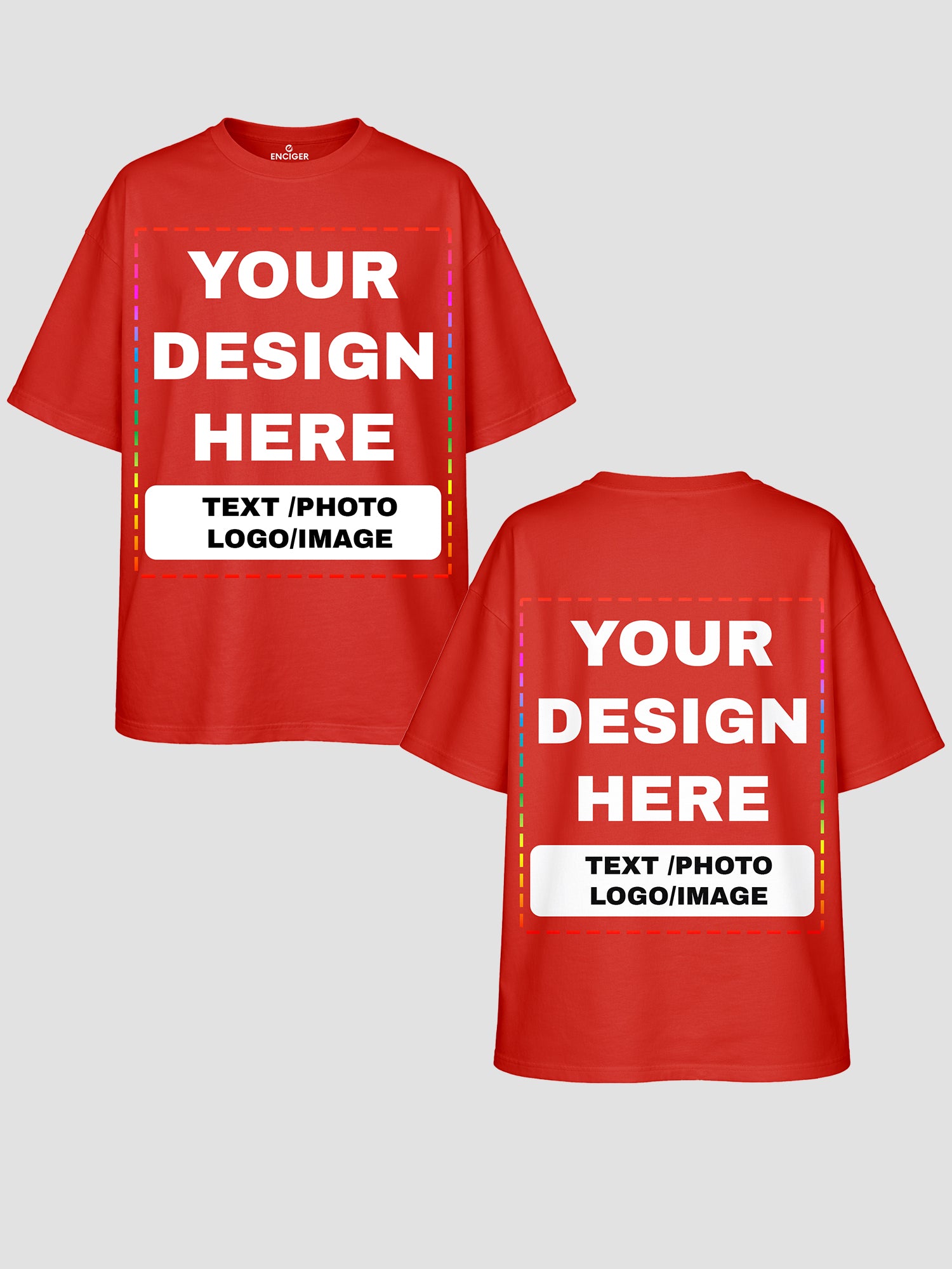 Men Oversized Custom T Shirt Front Back Print Cotton Drop Shoulder Tee