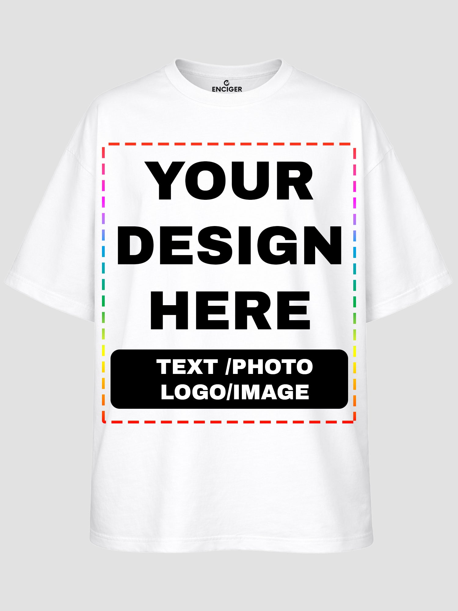 Men Oversized Custom T Shirt Front Back Print Cotton Drop Shoulder Tee