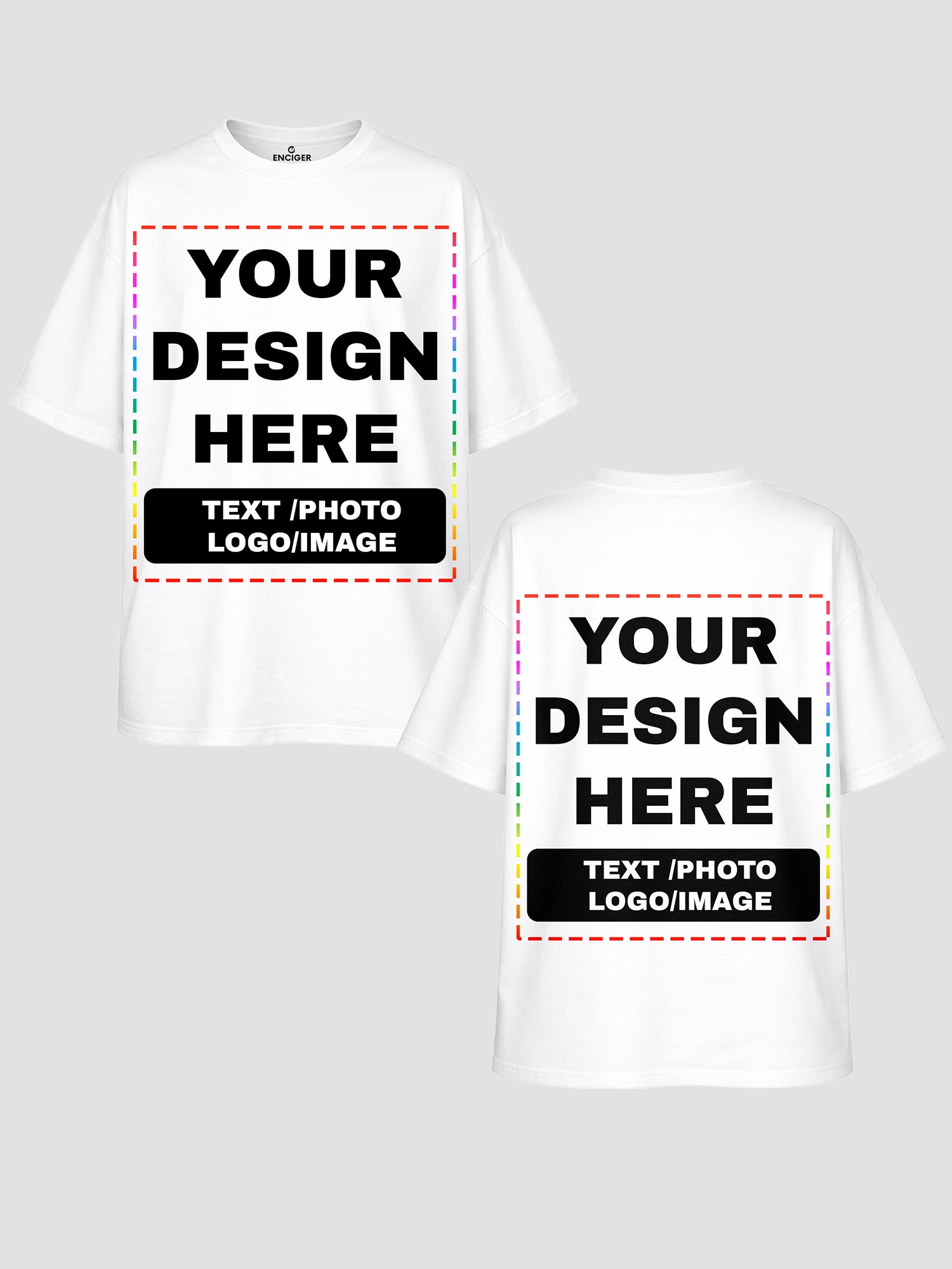 Men Oversized Custom T Shirt Front Back Print Cotton Drop Shoulder Tee