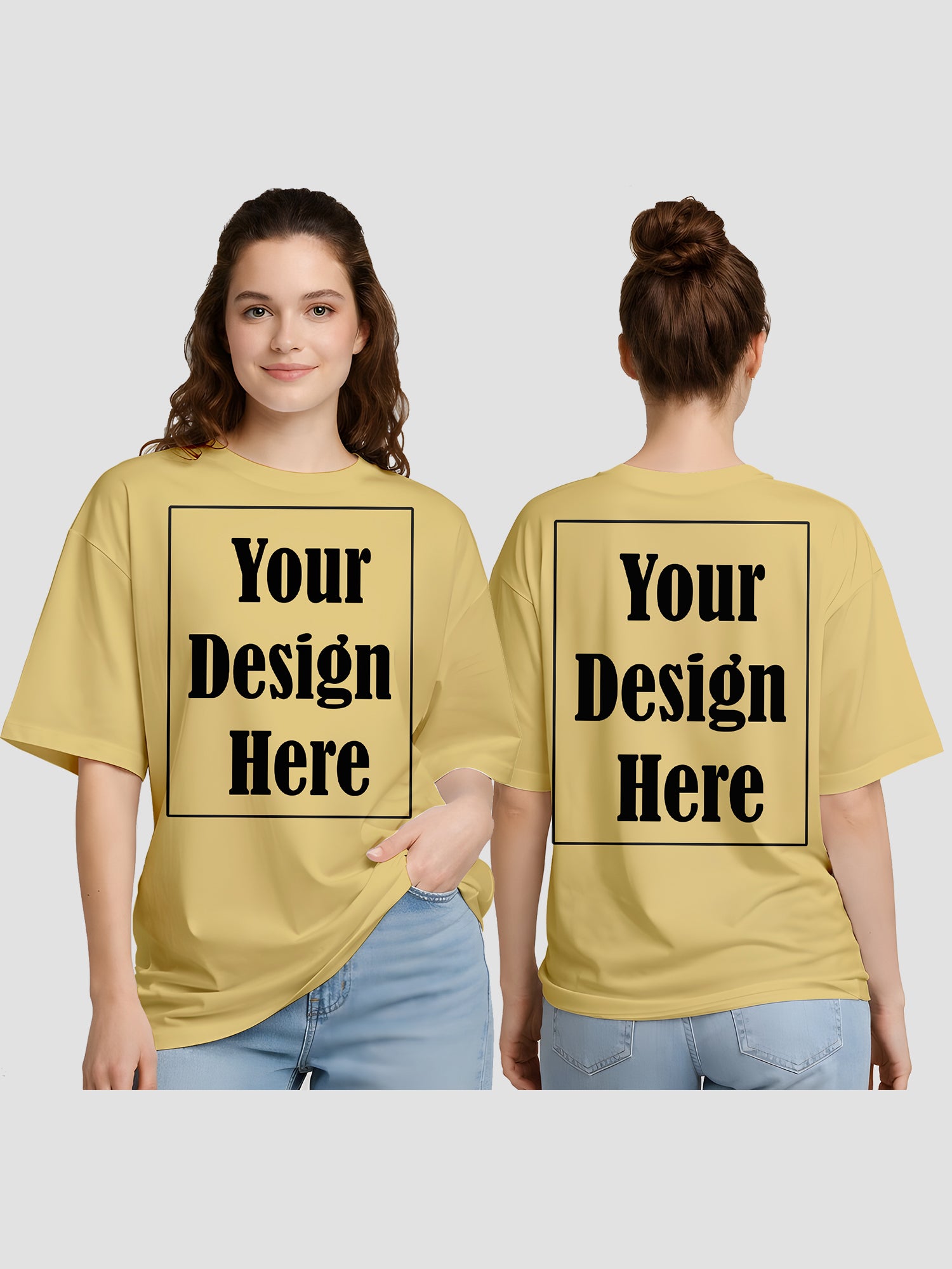 Women Oversized Custom T Shirt Front Back Print Personalised Tee