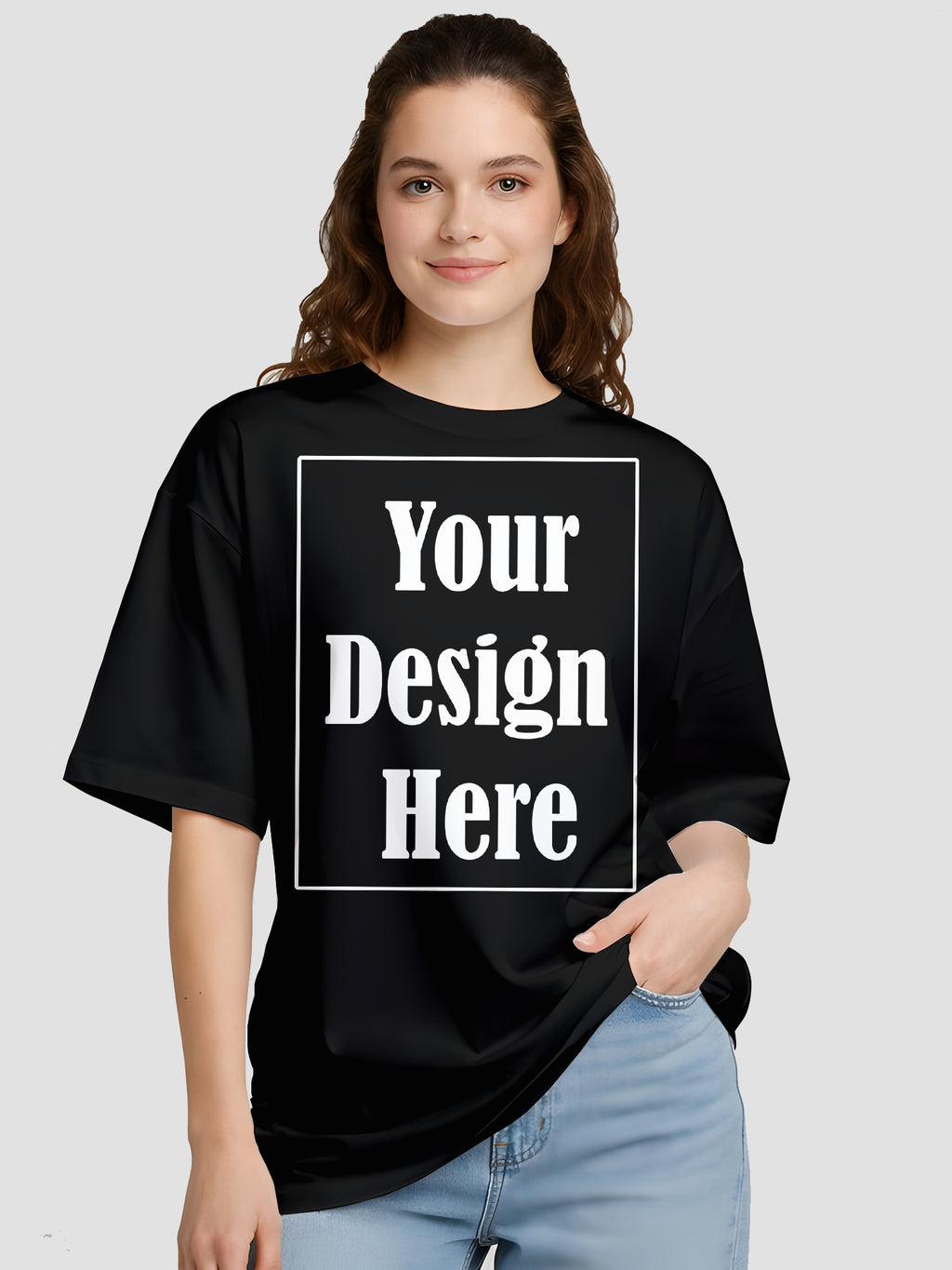 Women Oversized Custom T Shirt Front Back Print Personalised Tee