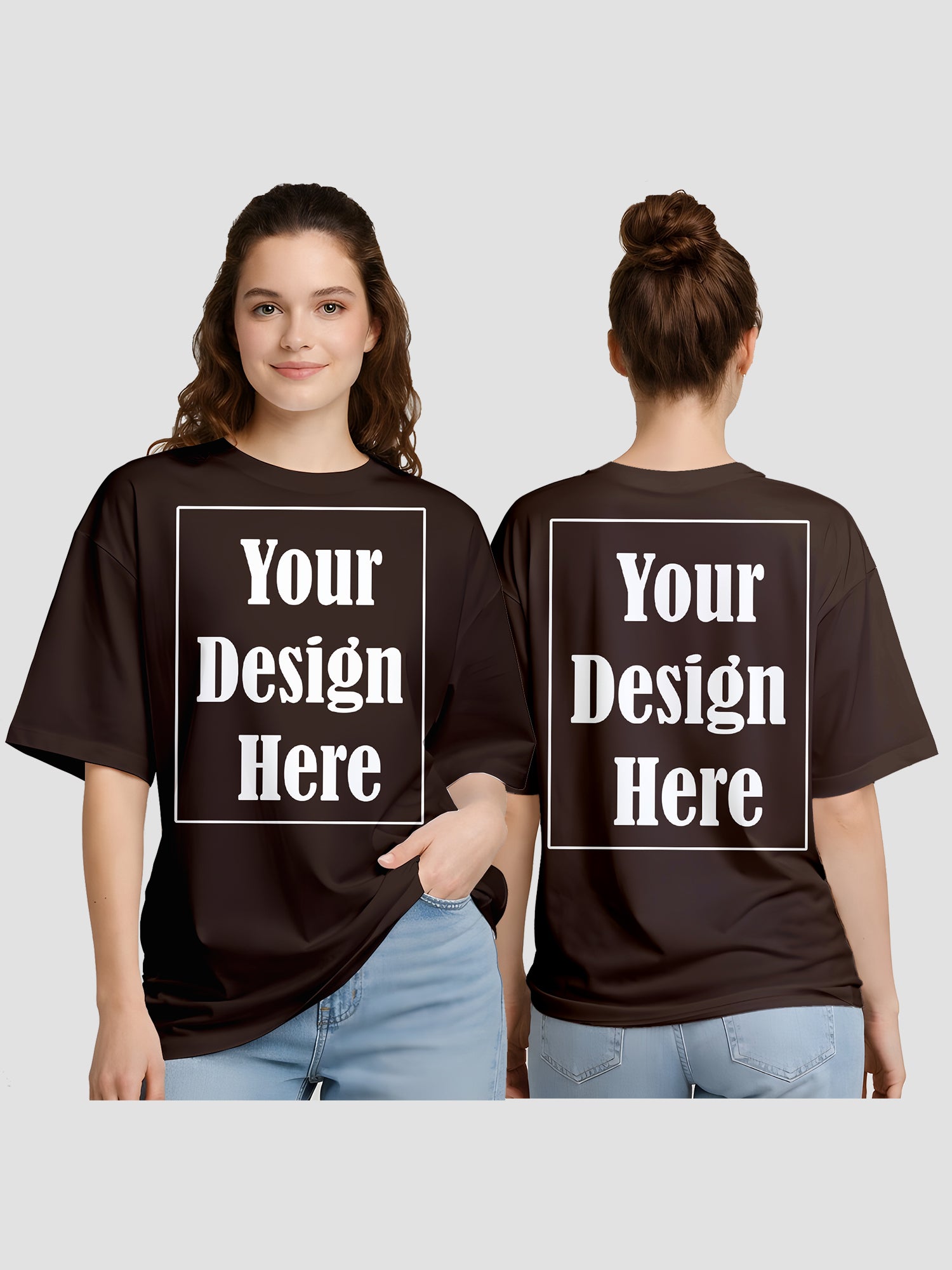 Women Oversized Custom T Shirt Front Back Print Personalised Tee