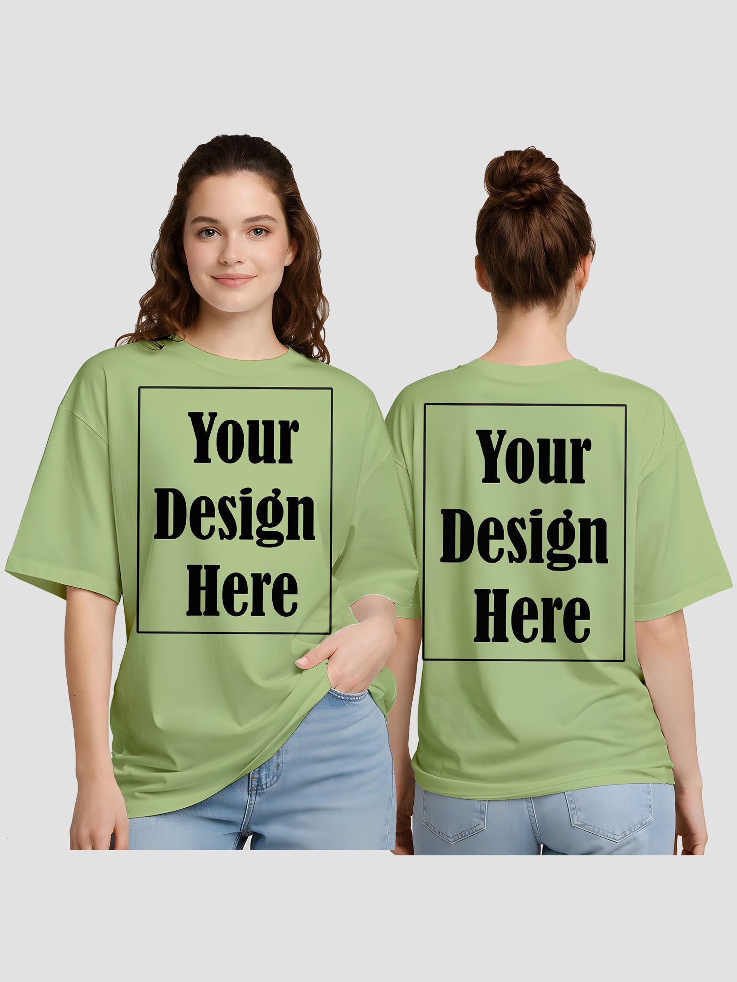 Women Oversized Custom T Shirt Front Back Print Personalised Tee