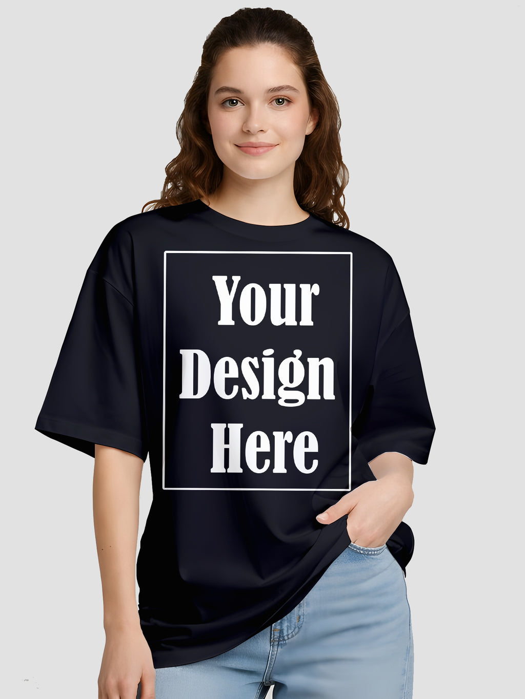 Women Oversized Custom T Shirt Front Back Print Personalised Tee