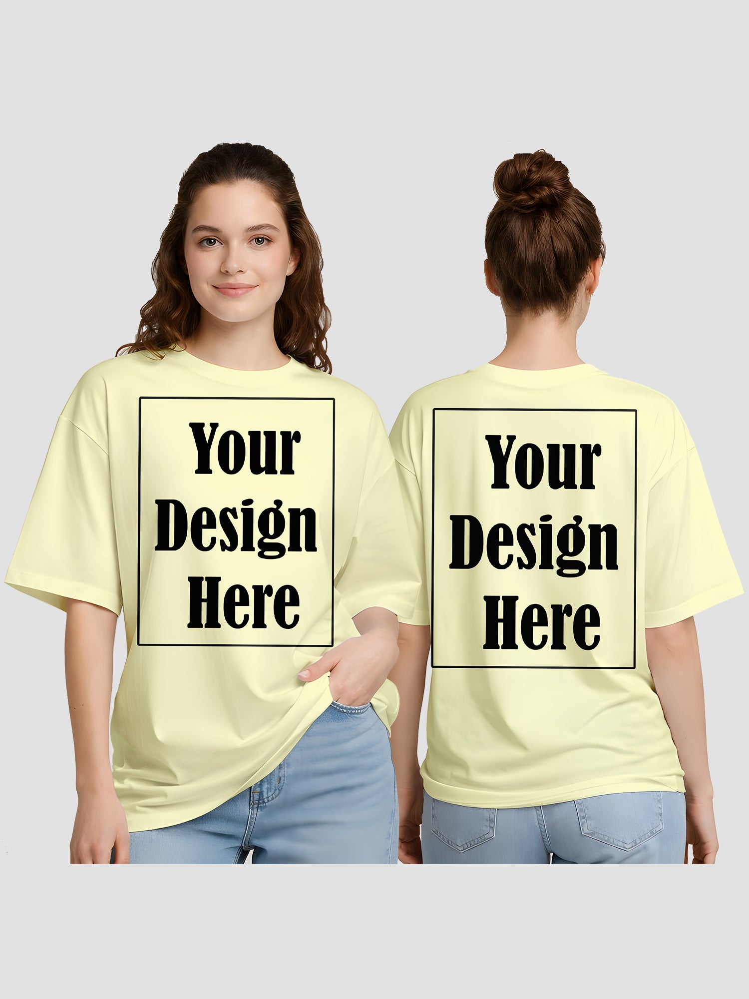 Women Oversized Custom T Shirt Front Back Print Personalised Tee