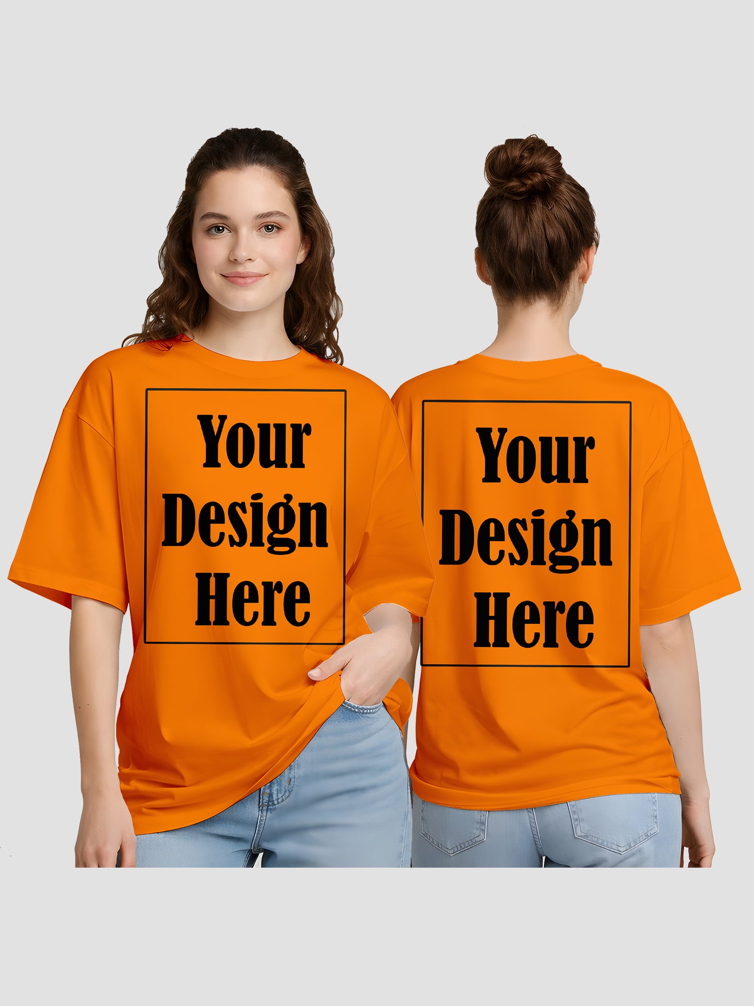 Women Oversized Custom T Shirt Front Back Print Personalised Tee