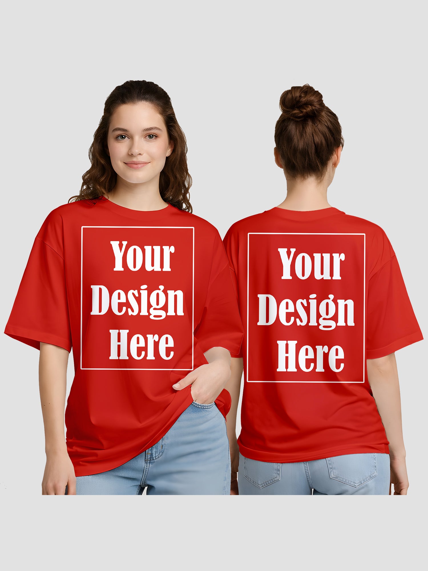 Women Oversized Custom T Shirt Front Back Print Personalised Tee
