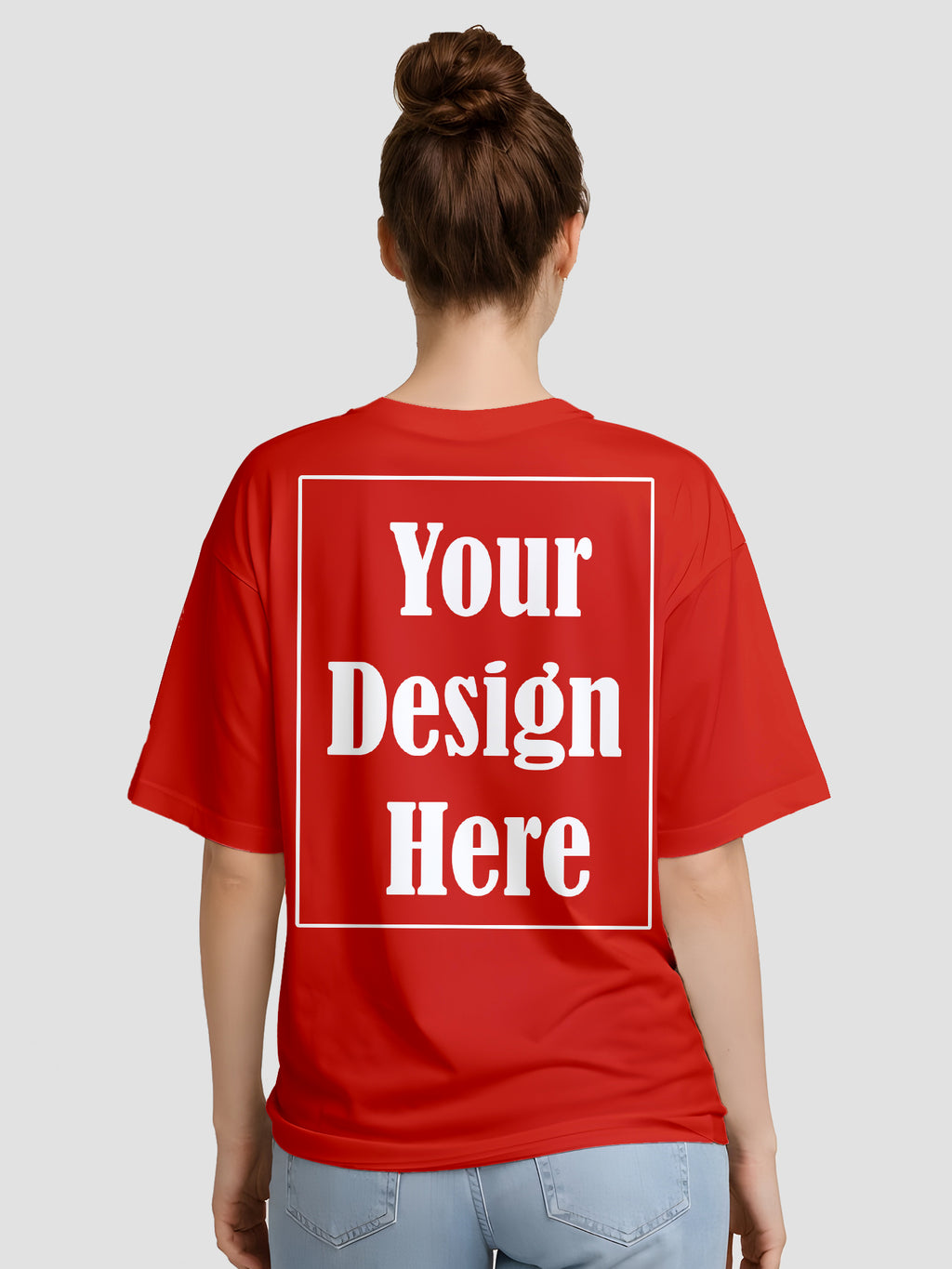 Women Oversized Custom T Shirt Front Back Print Personalised Tee