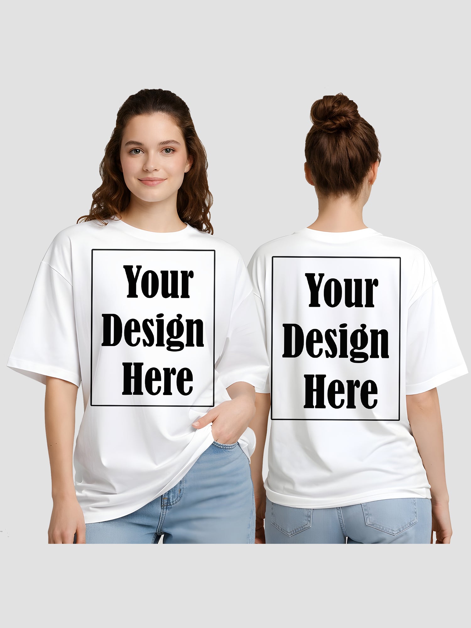 Women Oversized Custom T Shirt Front Back Print Personalised Tee