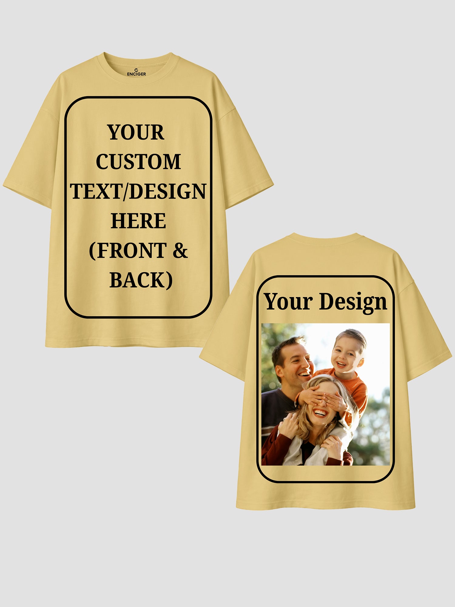 Men Oversized Custom T Shirt Front Back Print Cotton Drop Shoulder Tee