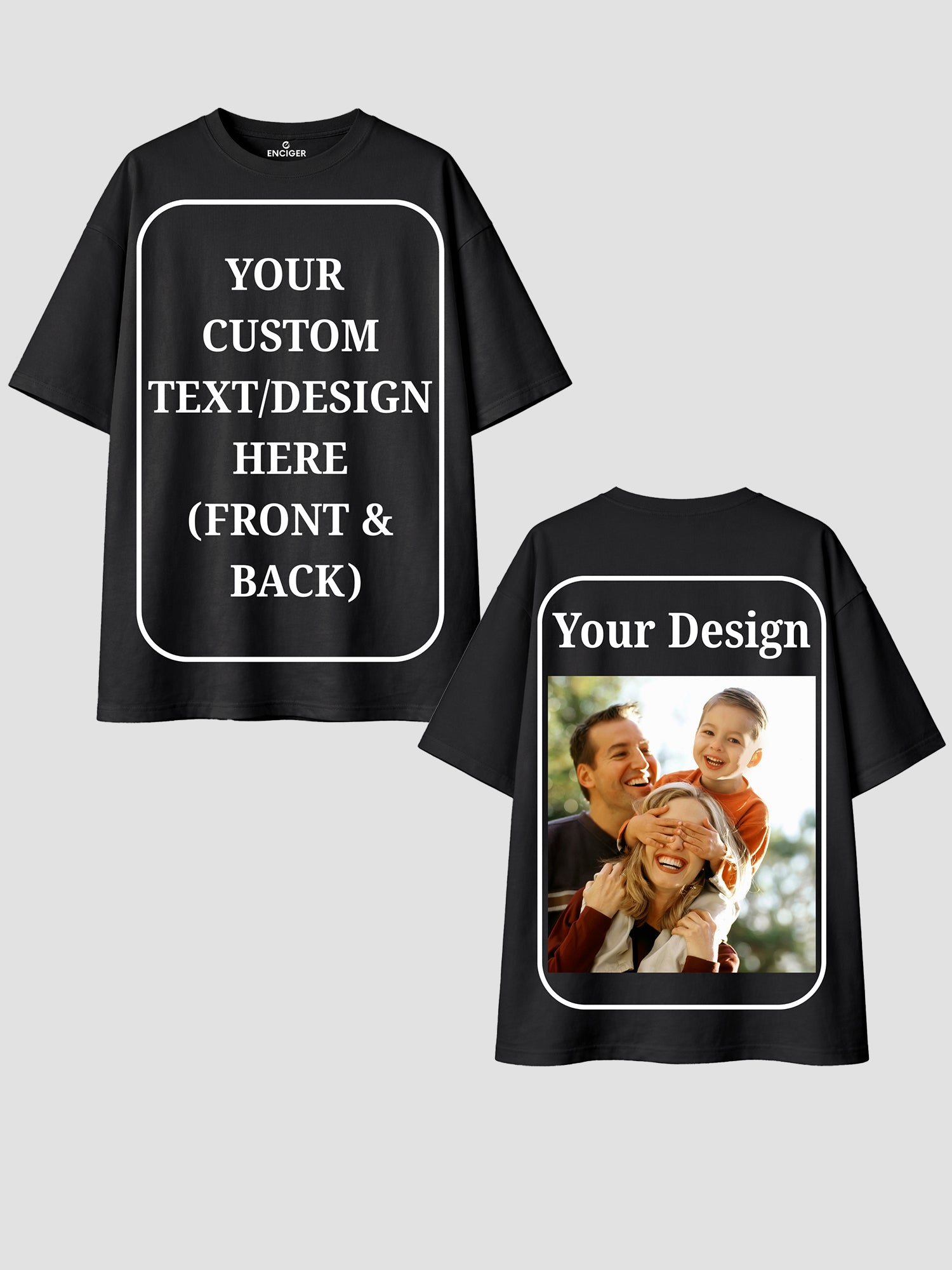 Men Oversized Custom T Shirt Front Back Print Cotton Drop Shoulder Tee