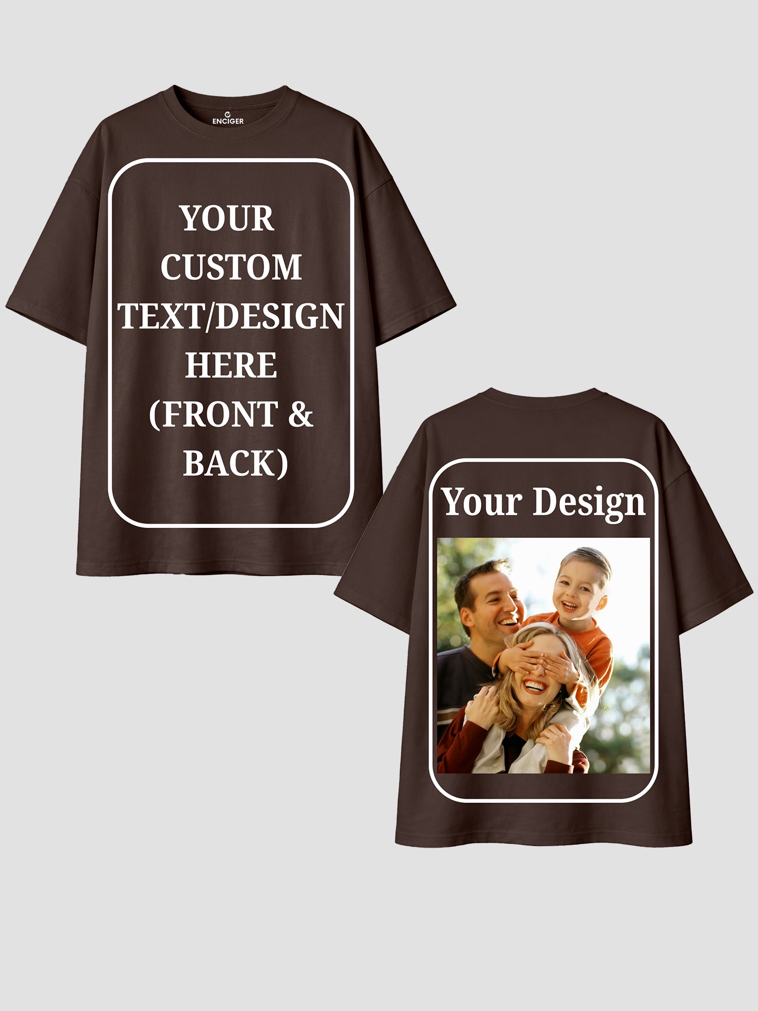 Men Oversized Custom T Shirt Front Back Print Cotton Drop Shoulder Tee