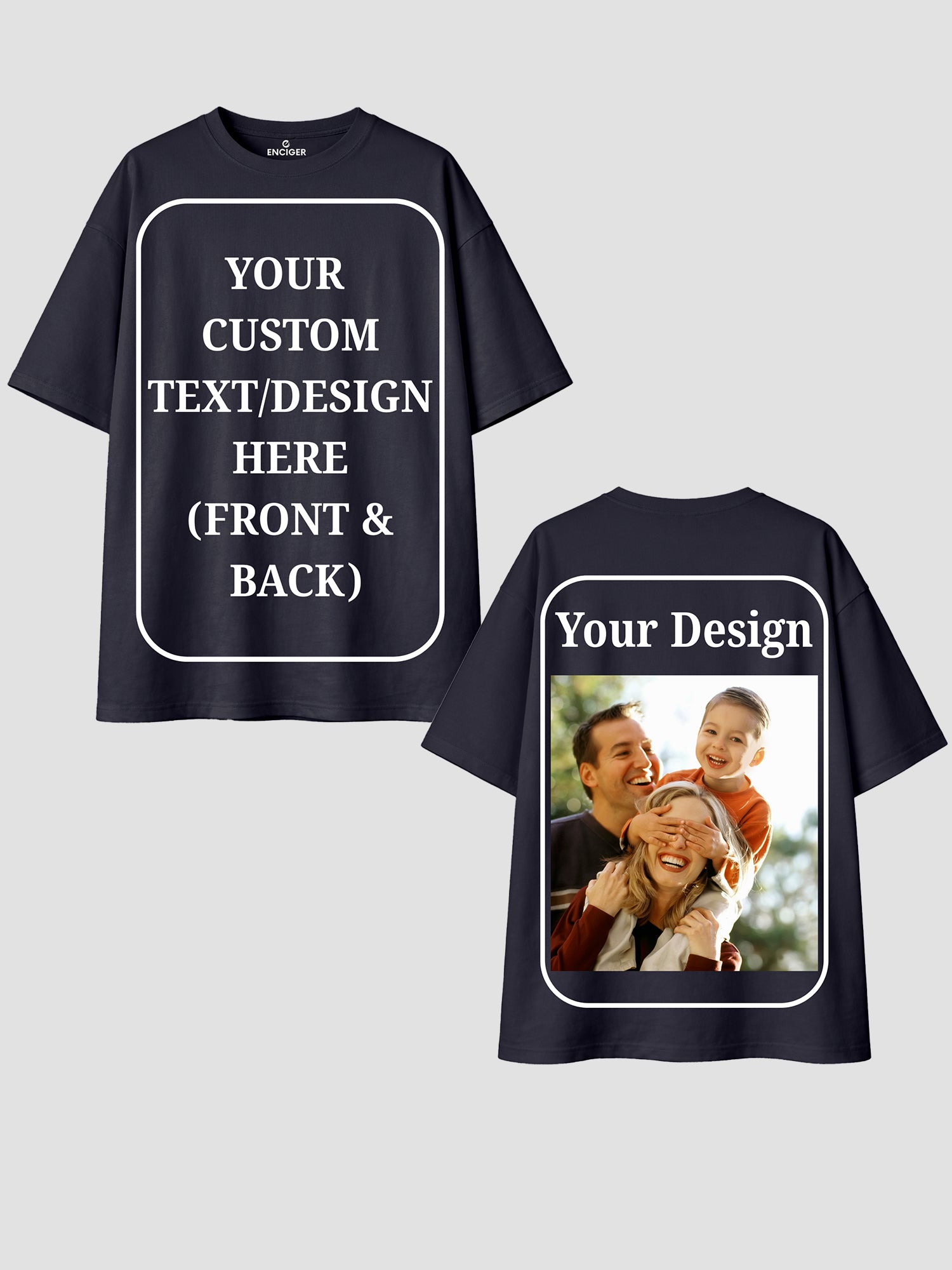 Men Oversized Custom T Shirt Front Back Print Cotton Drop Shoulder Tee