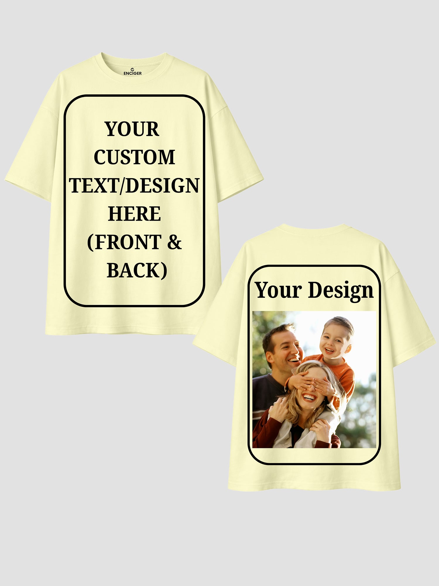 Men Oversized Custom T Shirt Front Back Print Cotton Drop Shoulder Tee
