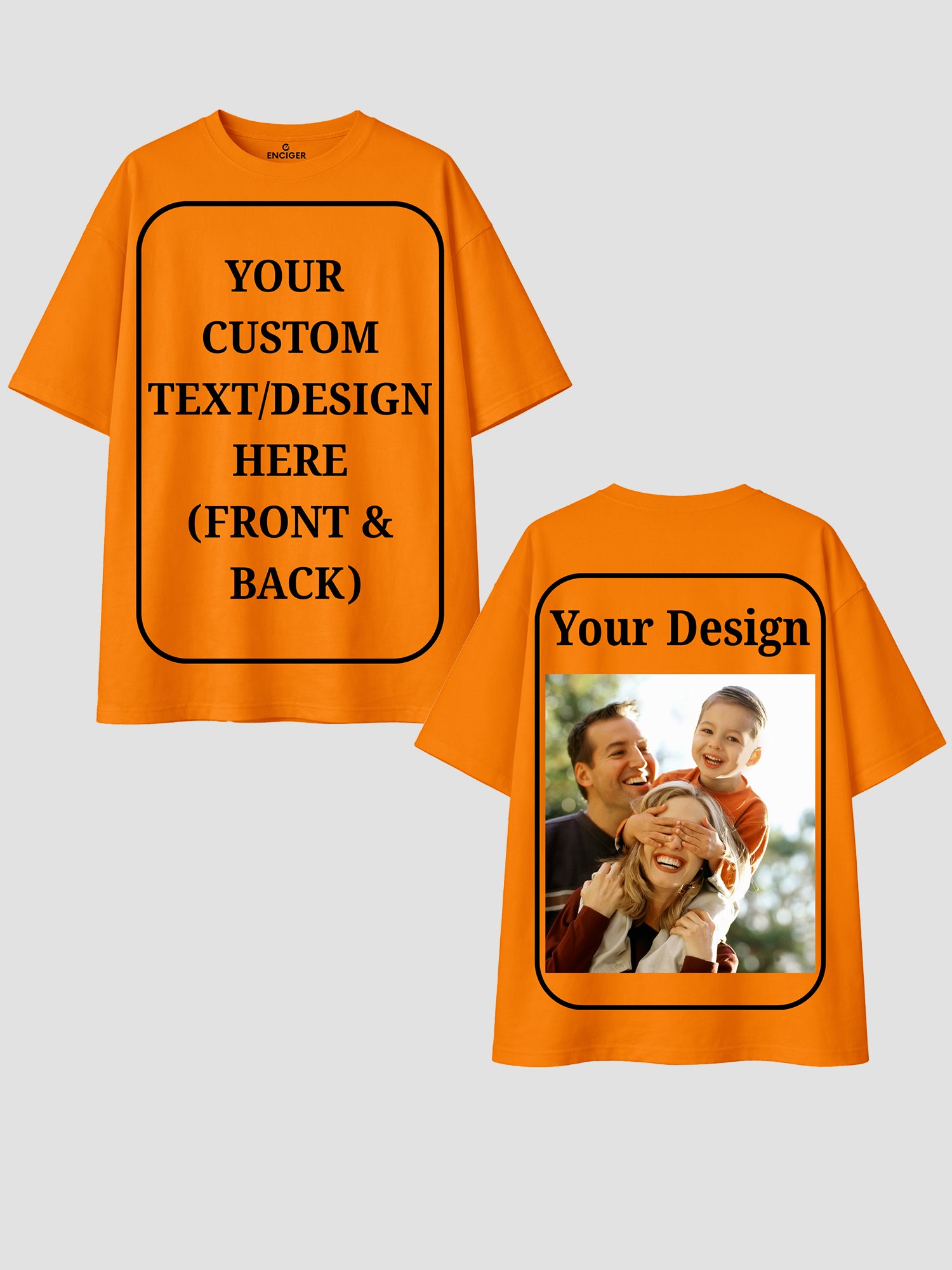 Men Oversized Custom T Shirt Front Back Print Cotton Drop Shoulder Tee