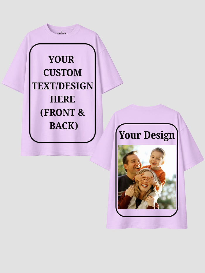 Men Oversized Custom T Shirt Front Back Print Cotton Drop Shoulder Tee