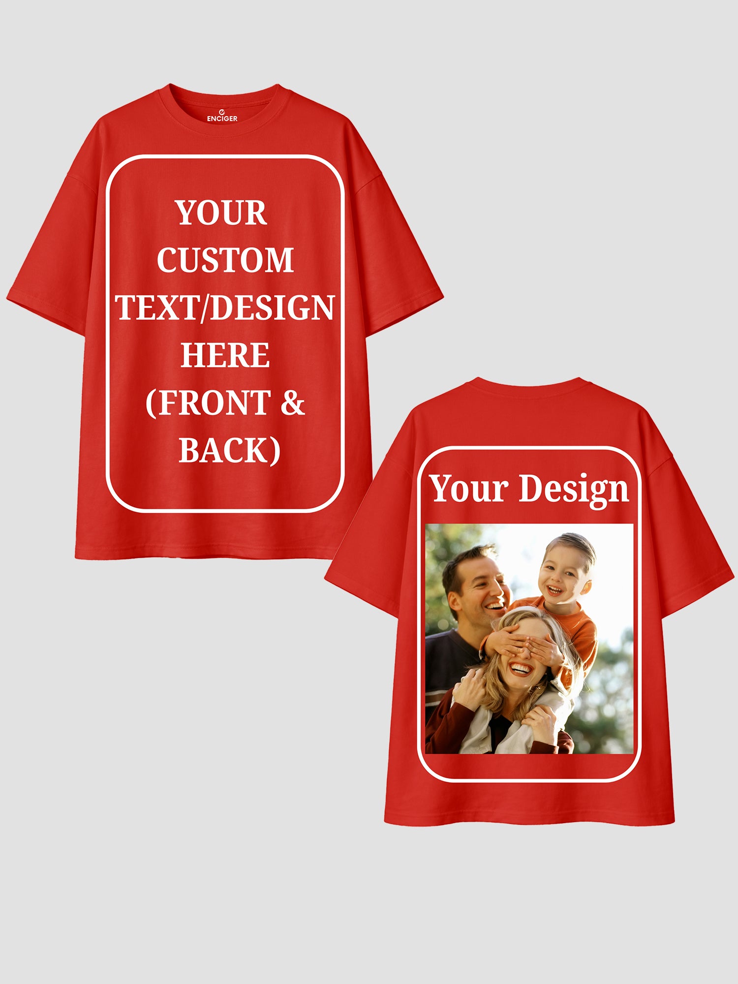Men Oversized Custom T Shirt Front Back Print Cotton Drop Shoulder Tee