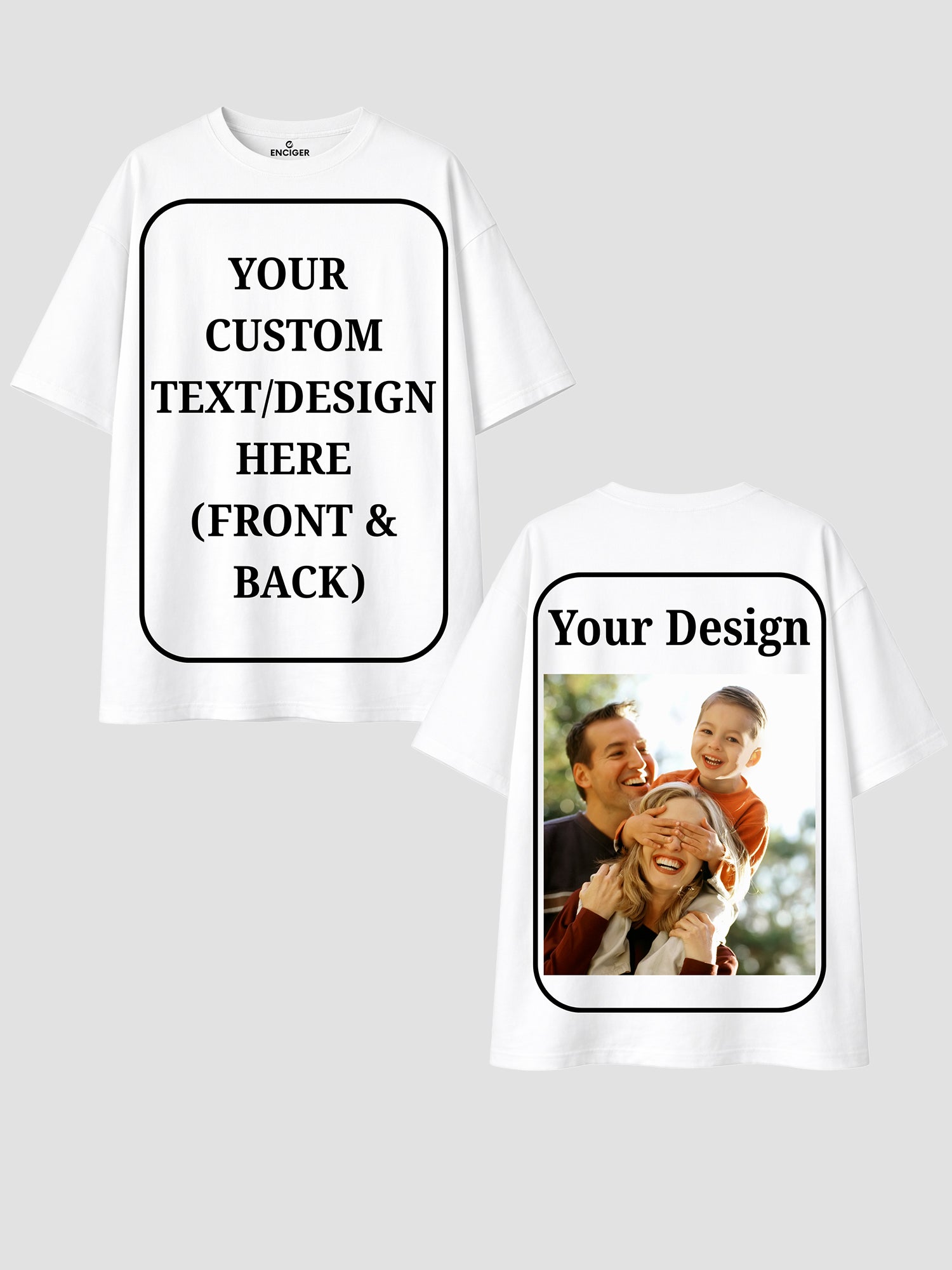 Men Oversized Custom T Shirt Front Back Print Cotton Drop Shoulder Tee