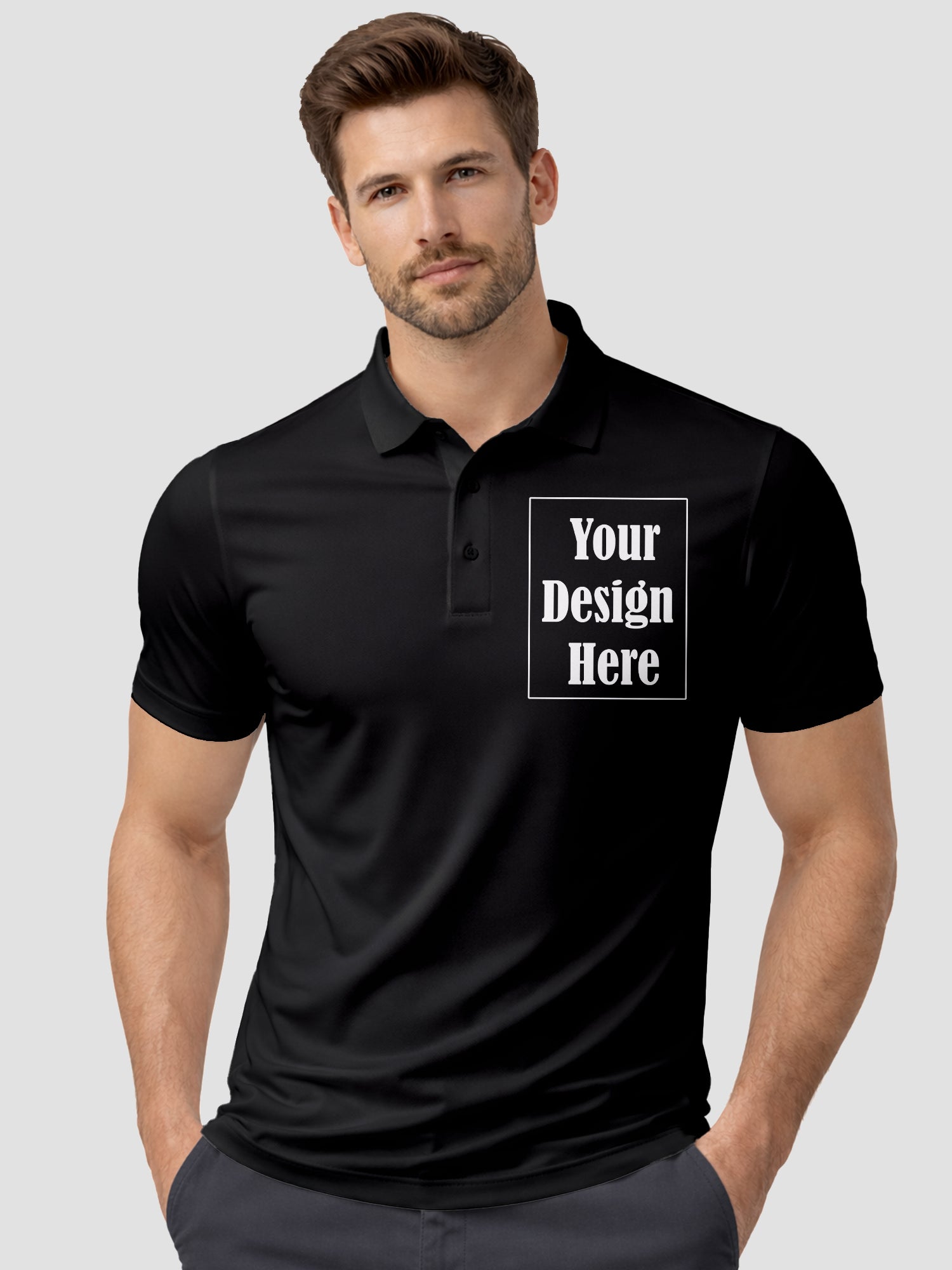 Men Custom Polo T Shirt with Front Back Print Premium Cotton Personalized Logo Text Design Tee