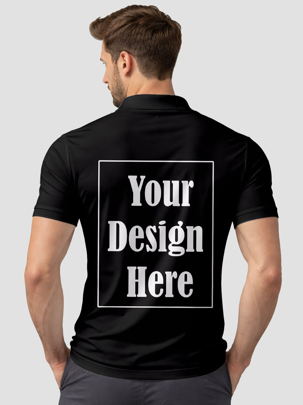 Men Custom Polo T Shirt with Front Back Print Premium Cotton Personalized Logo Text Design Tee
