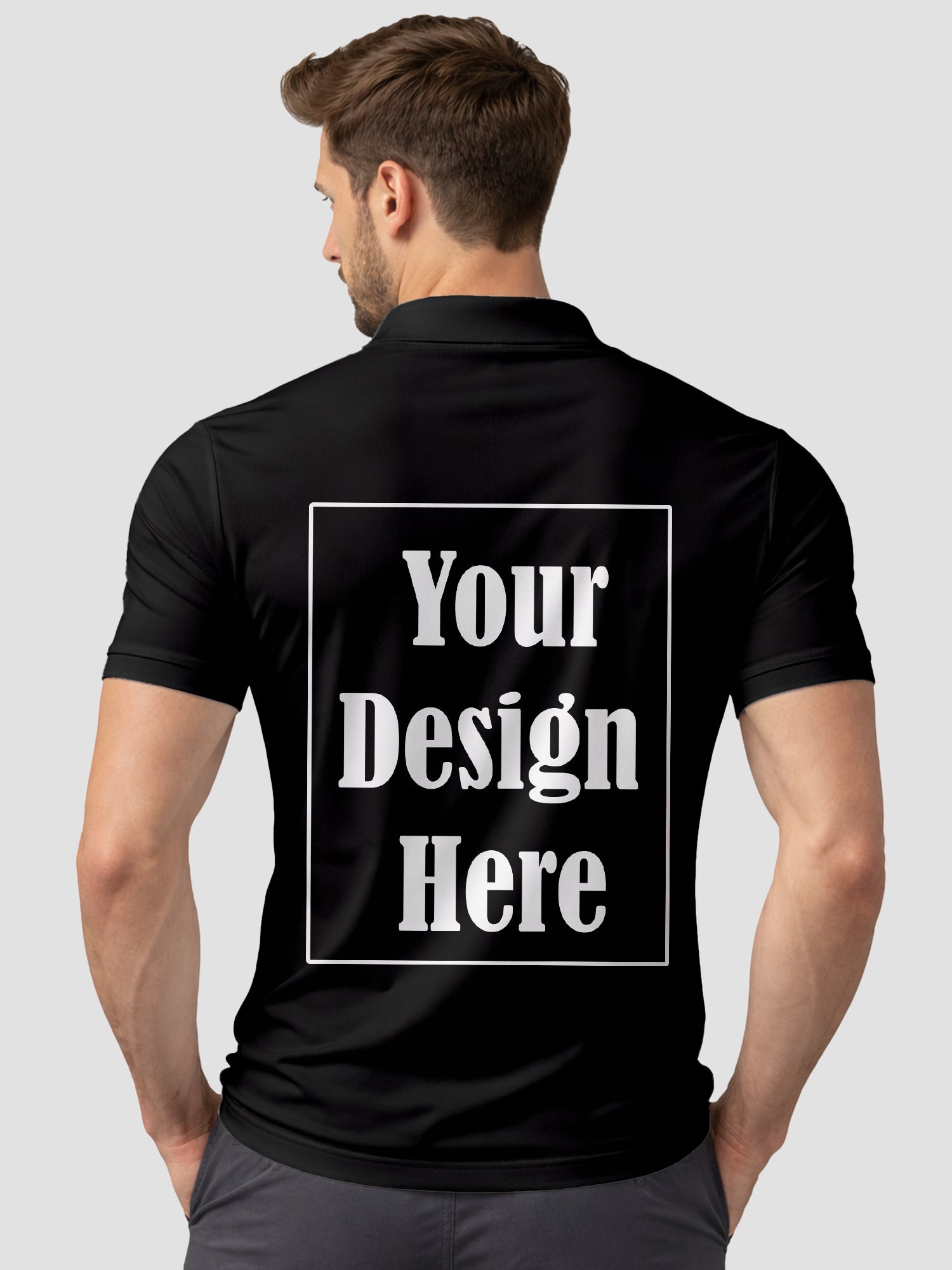 Men Custom Polo T Shirt with Front Back Print Premium Cotton Personalized Logo Text Design Tee