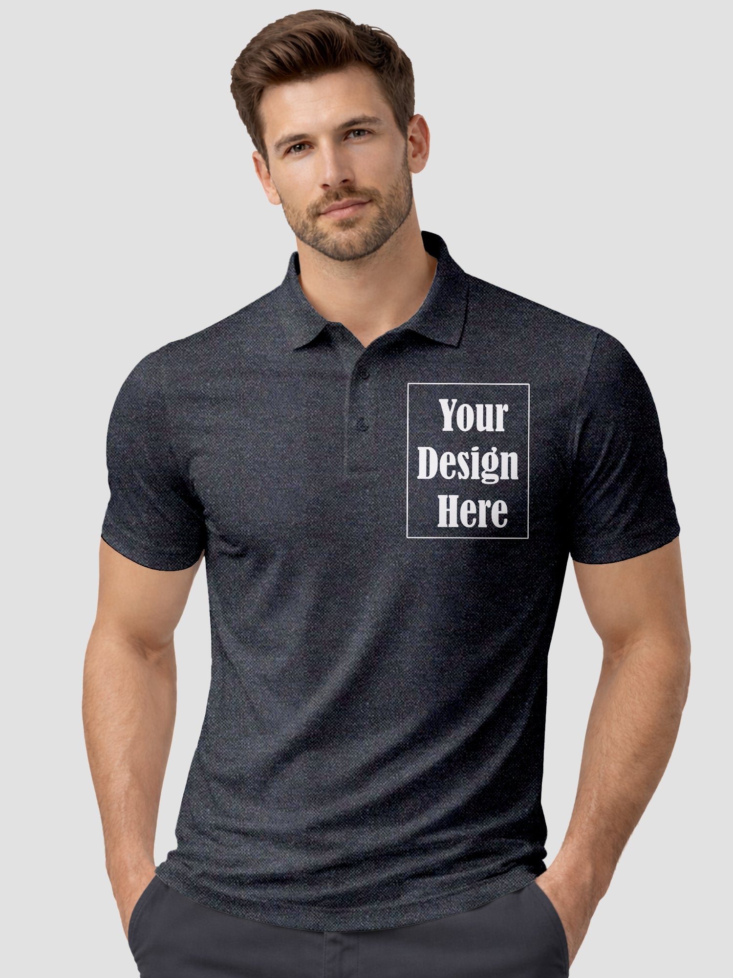Men Custom Polo T Shirt with Front Back Print Premium Cotton Personalized Logo Text Design Tee