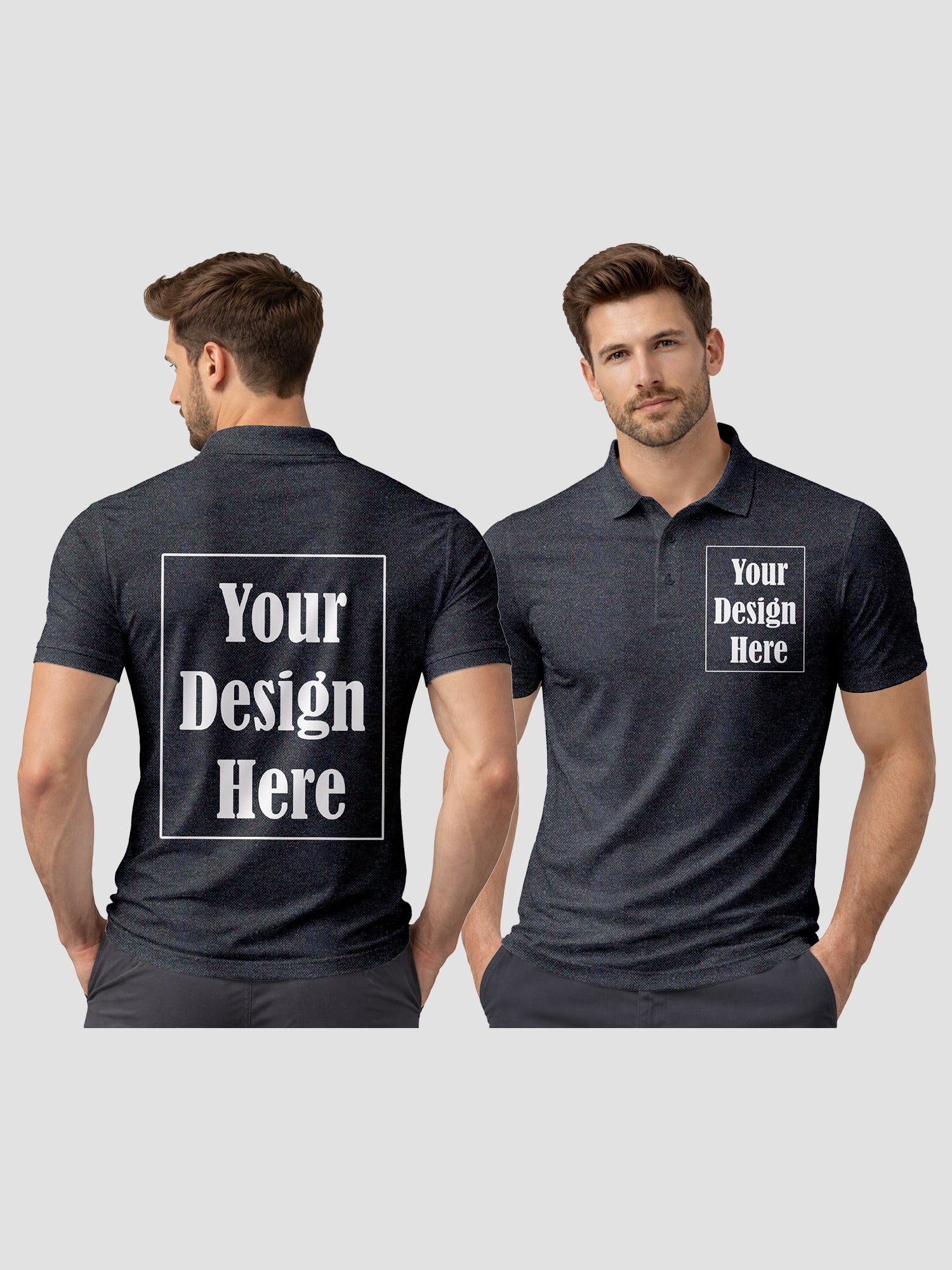 Men Custom Polo T Shirt with Front Back Print Premium Cotton Personalized Logo Text Design Tee
