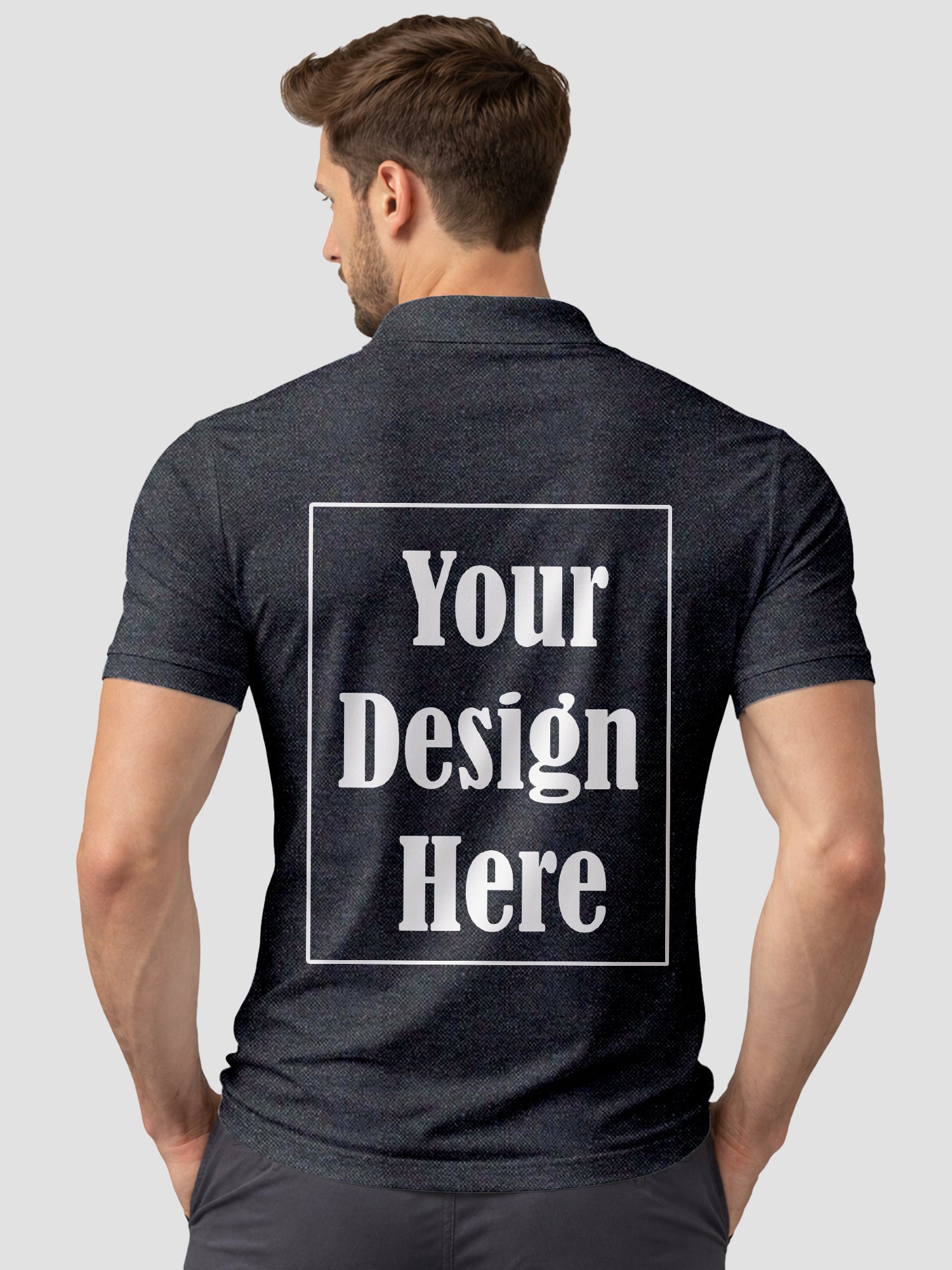Men Custom Polo T Shirt with Front Back Print Premium Cotton Personalized Logo Text Design Tee