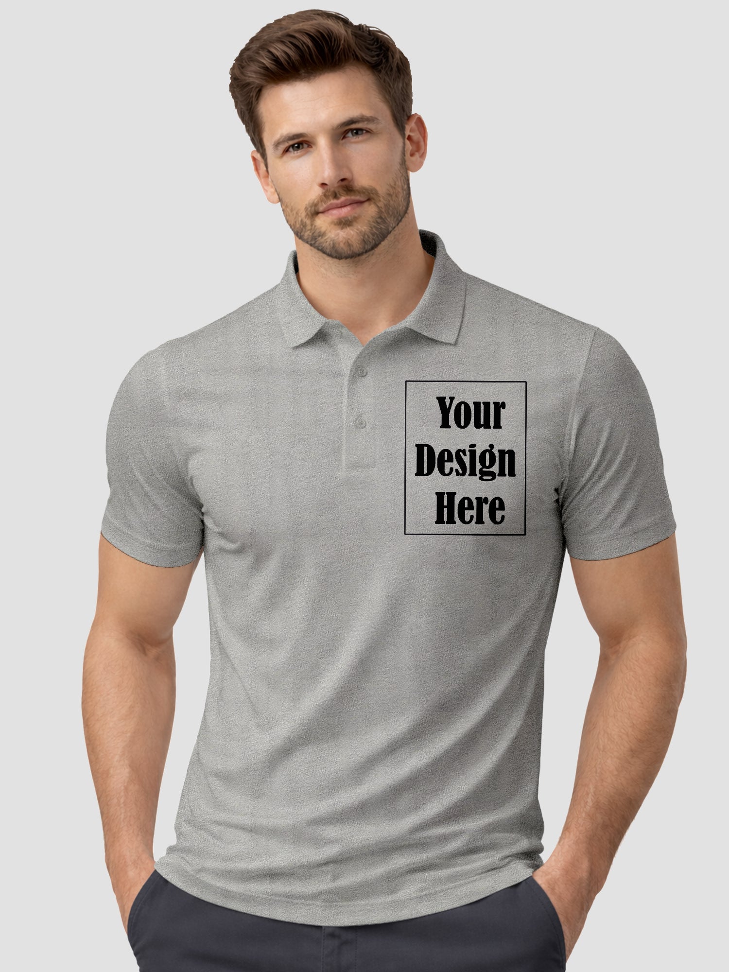 Men Custom Polo T Shirt with Front Back Print Premium Cotton Personalized Logo Text Design Tee