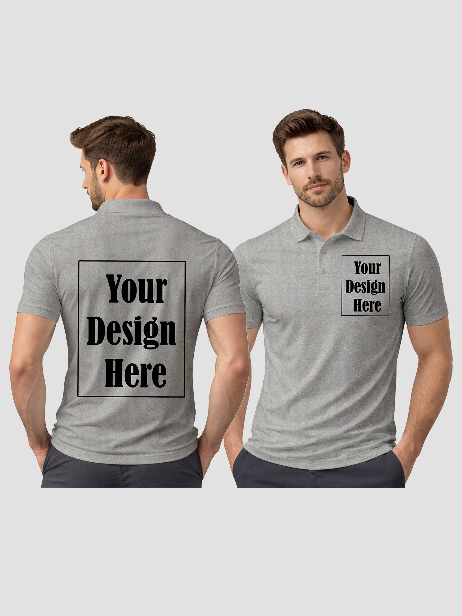 Men Custom Polo T Shirt with Front Back Print Premium Cotton Personalized Logo Text Design Tee