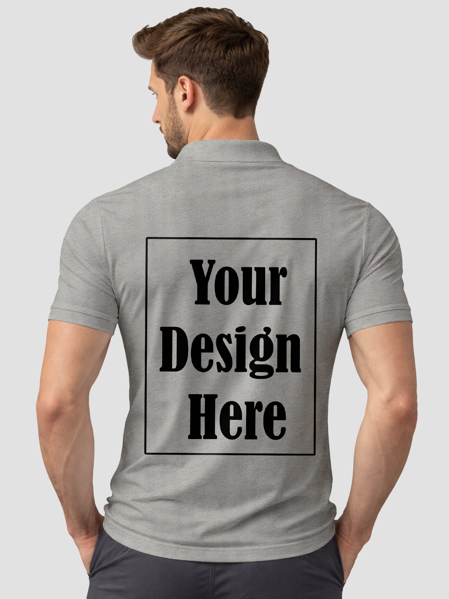 Men Custom Polo T Shirt with Front Back Print Premium Cotton Personalized Logo Text Design Tee