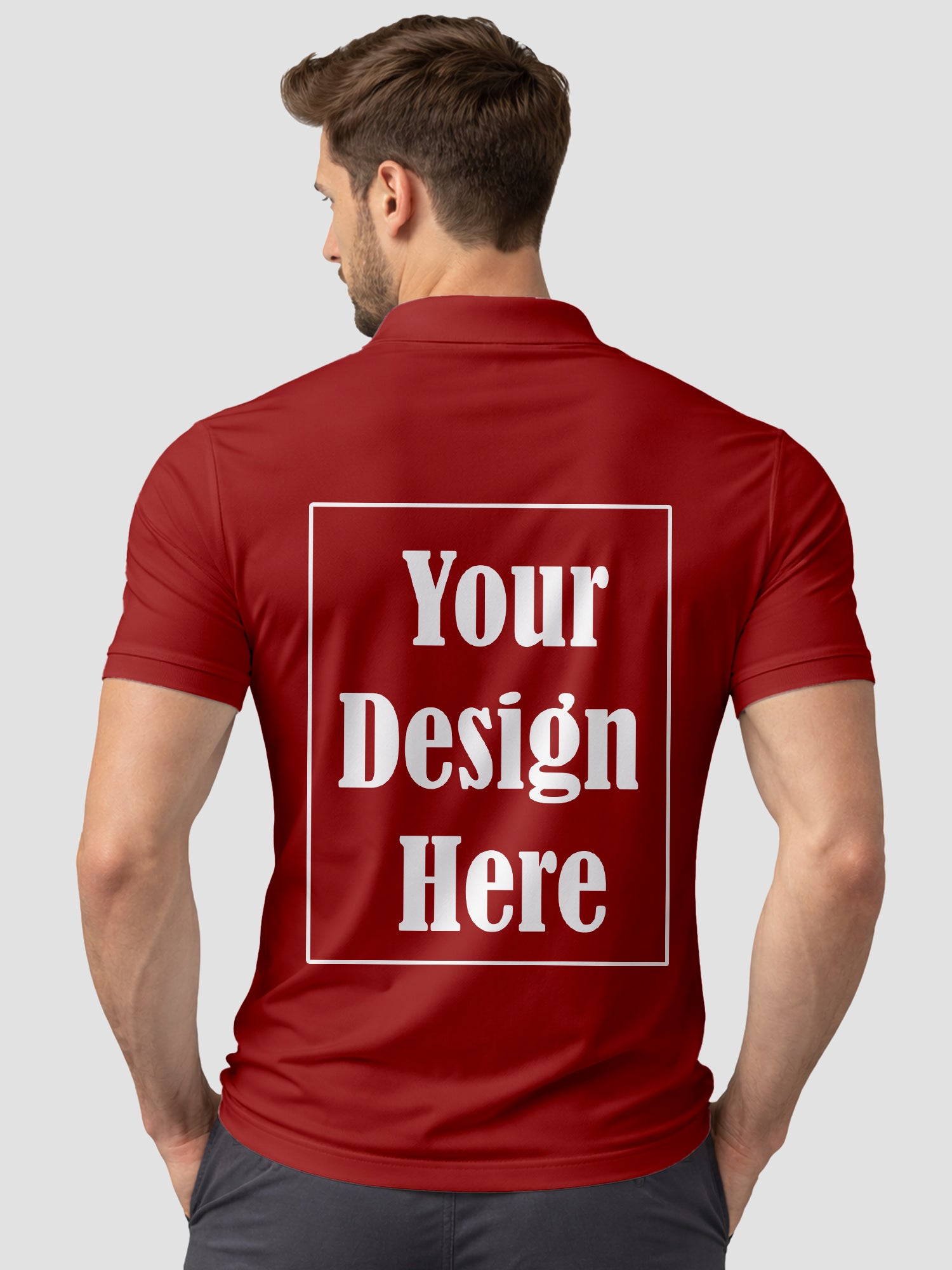 Men Custom Polo T Shirt with Front Back Print Premium Cotton Personalized Logo Text Design Tee