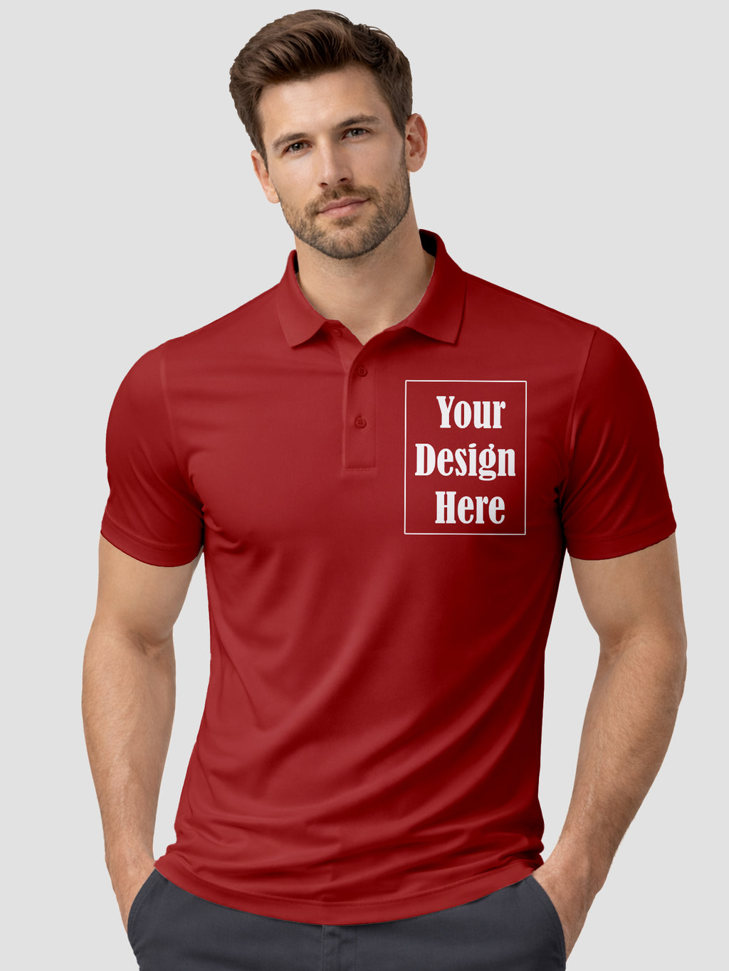 Men Custom Polo T Shirt with Front Back Print Premium Cotton Personalized Logo Text Design Tee