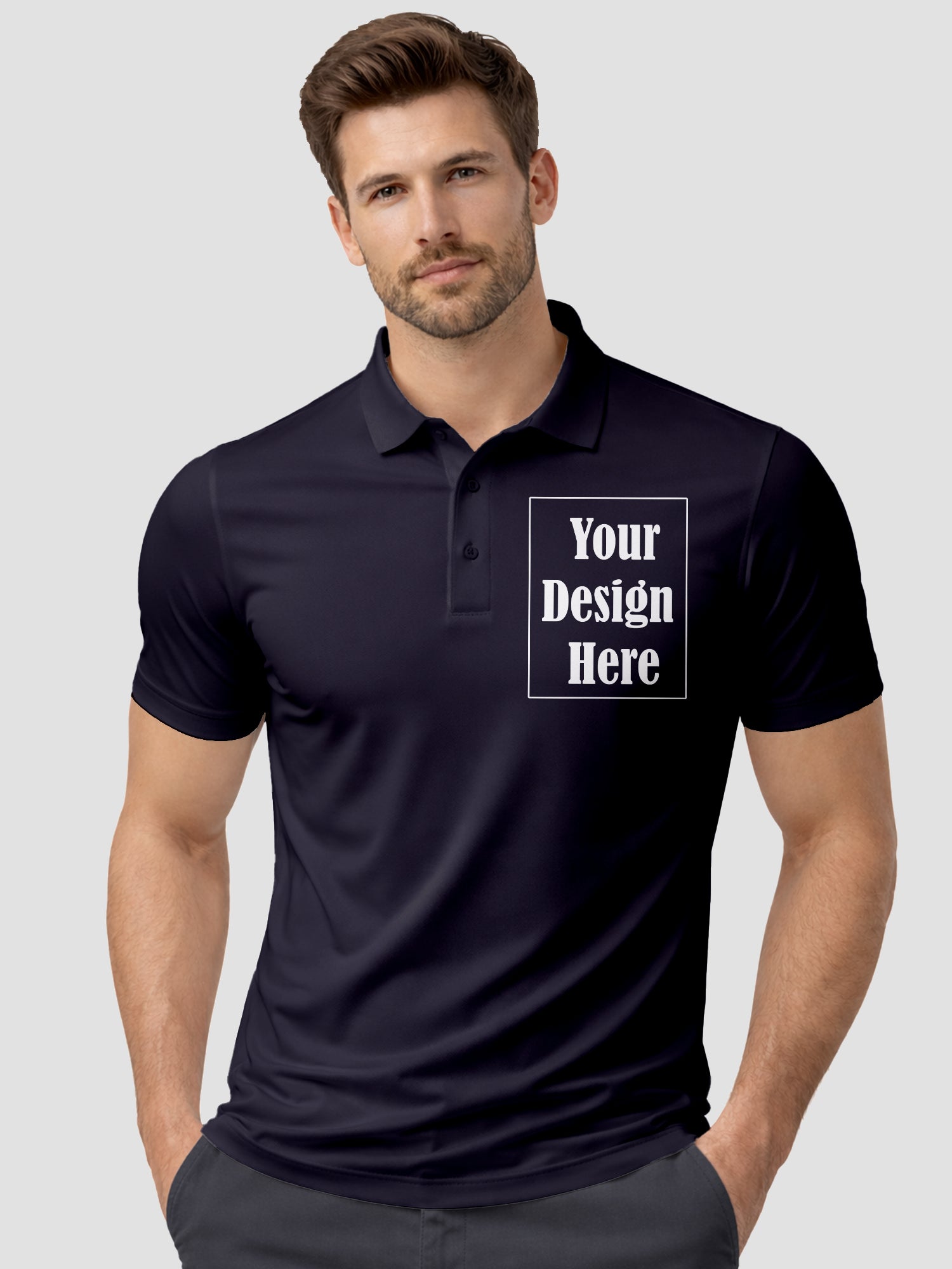 Men Custom Polo T Shirt with Front Back Print Premium Cotton Personalized Logo Text Design Tee